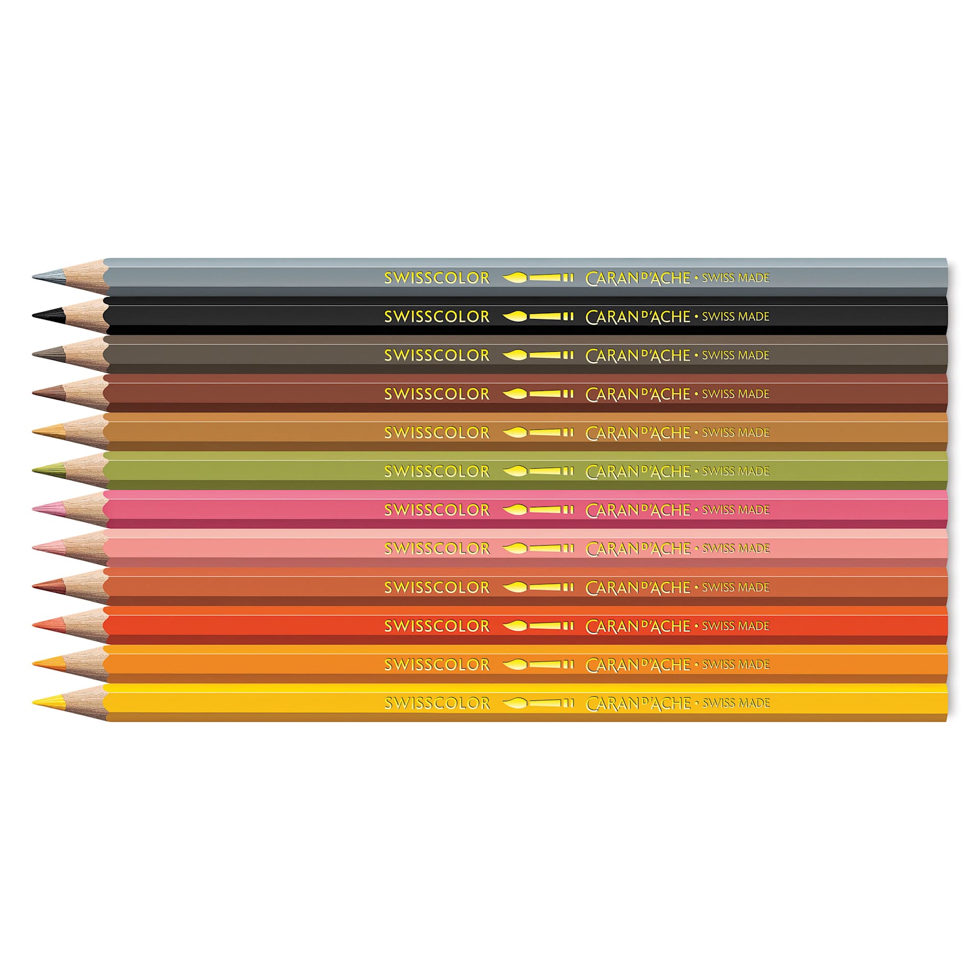 Caran d'Ache Swisscolor Aquarelle Colored Pencils - Set of 12, Kawaii Cute Animals, contents