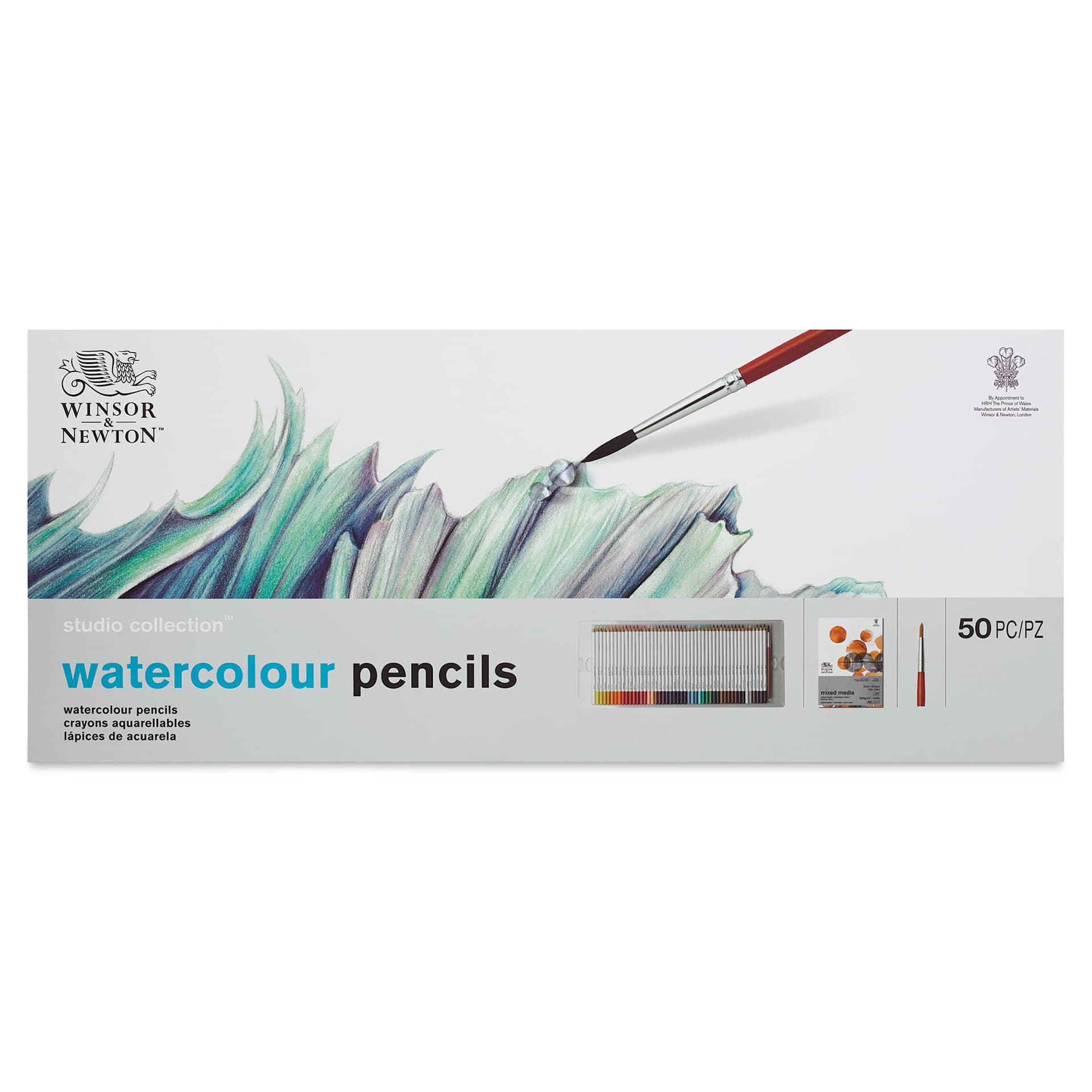 Winsor & Newton Studio Collection Watercolor Pencils - Set of 50, front of the packaging