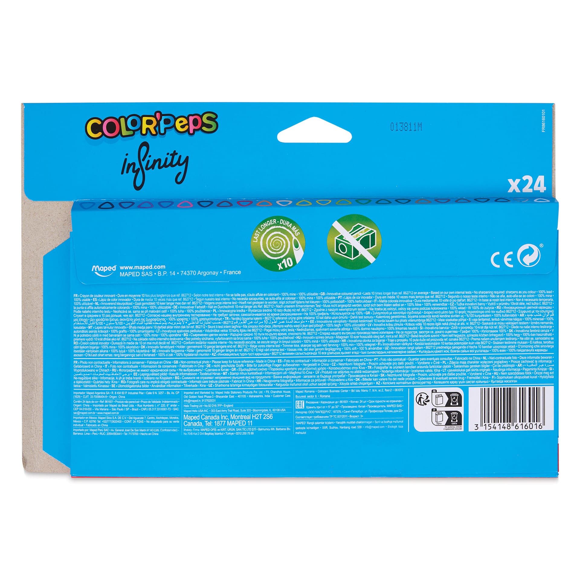 Maped Color'Peps Infinity Colored Pencils - Set of 24, back of the packaging