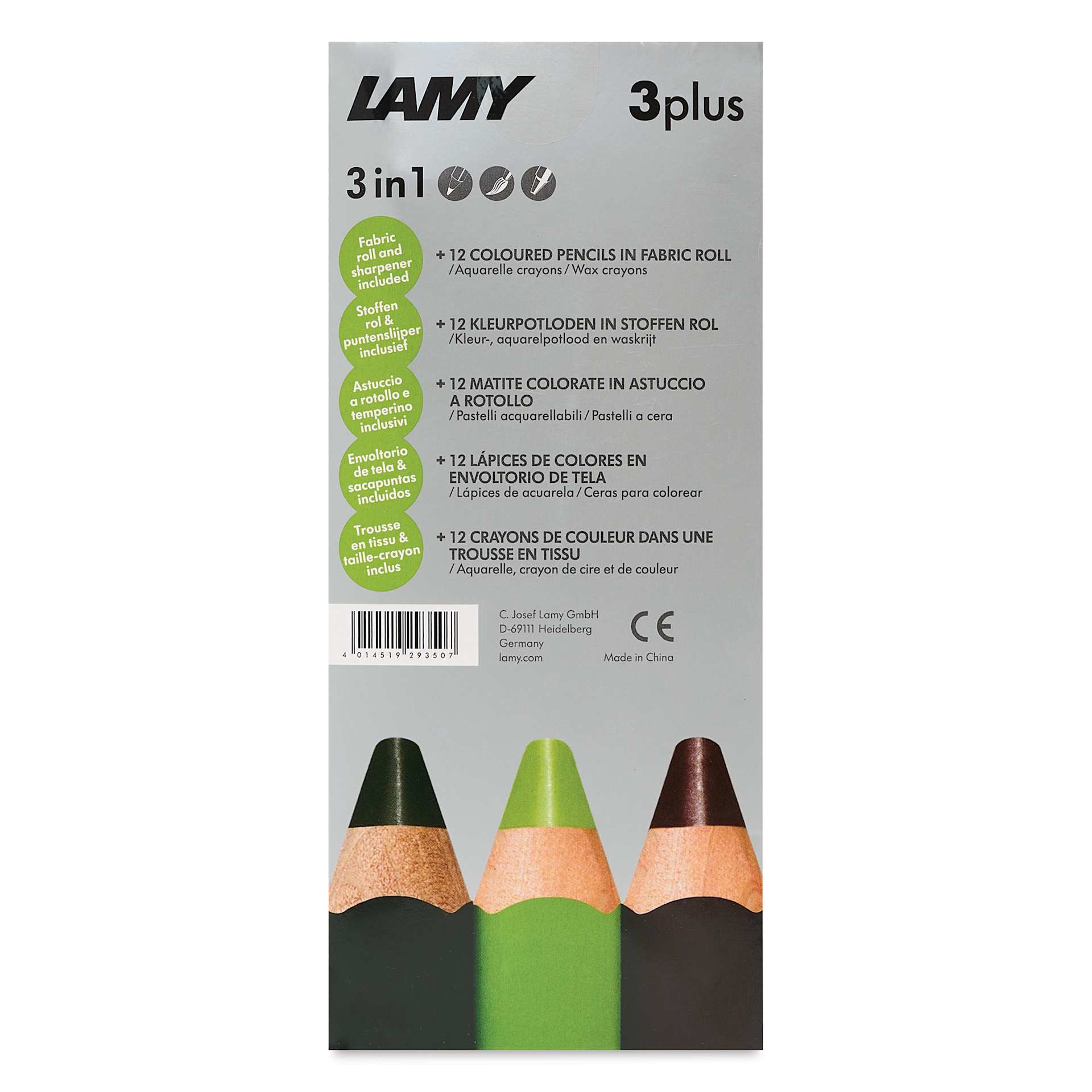 Lamy 3Plus Colored Pencil Roll - Set of 13, back of packaging
