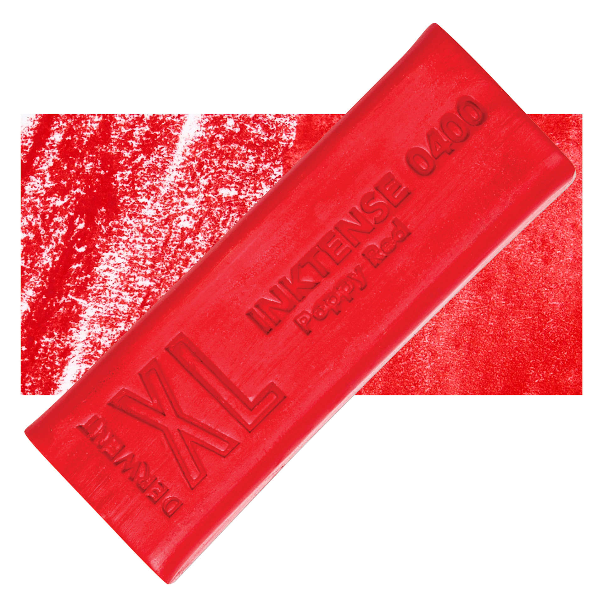 Derwent Inktense XL Block - Poppy Red, swatch and block