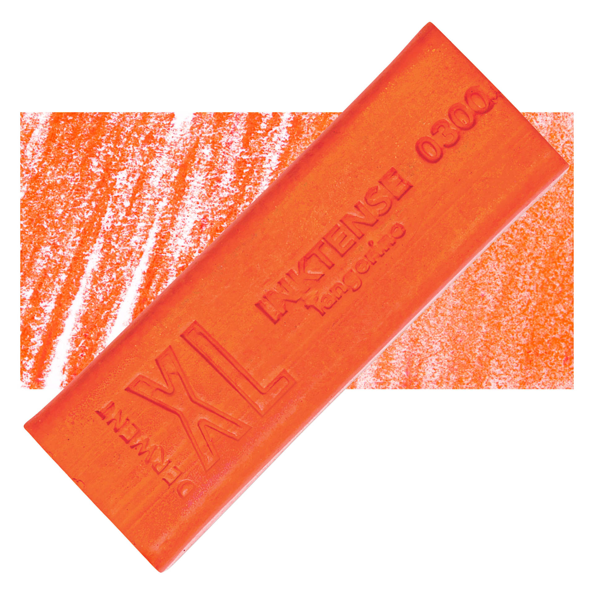 Derwent Inktense XL Block - Tangerine, swatch and block