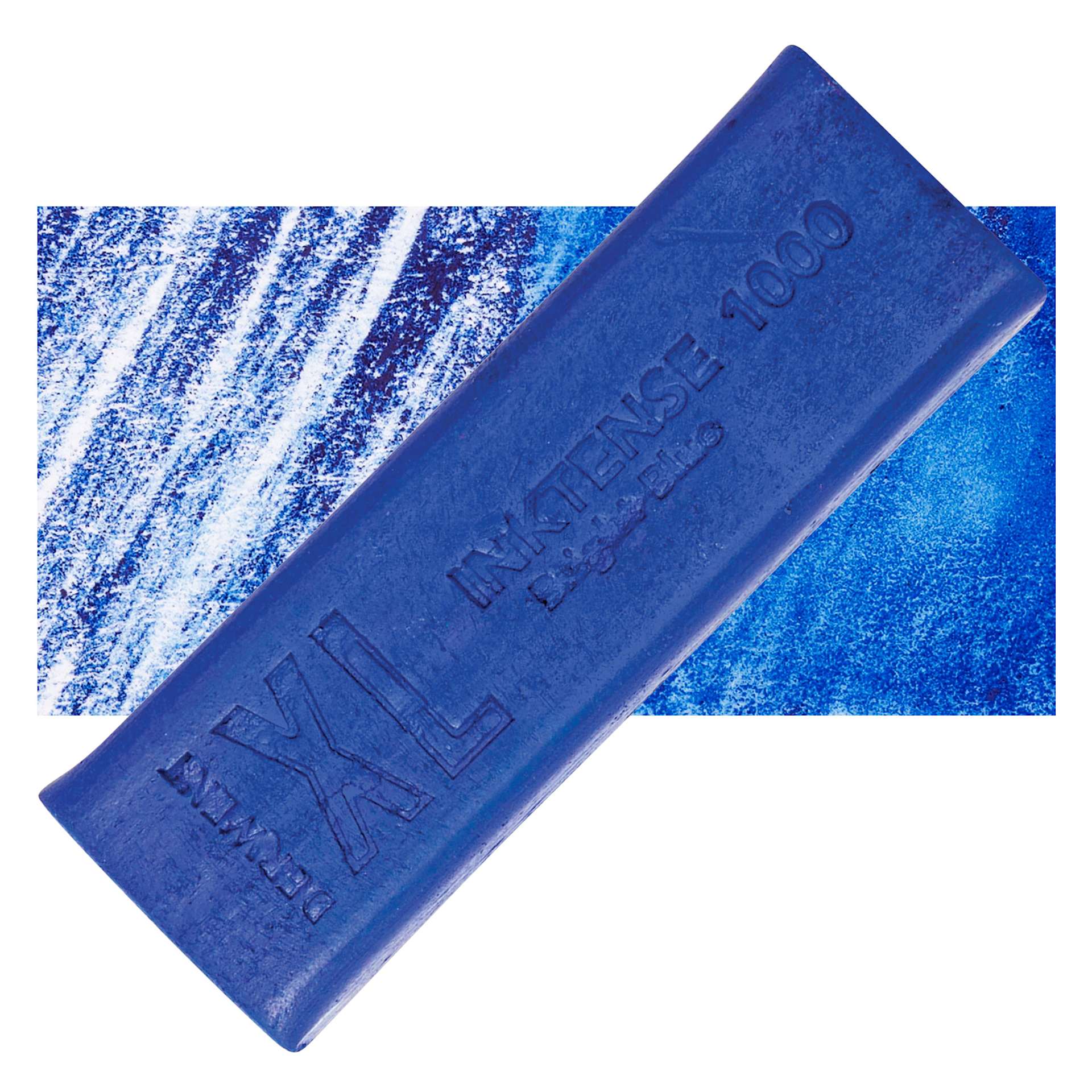 Derwent Inktense XL Block - Bright Blue, swatch and block