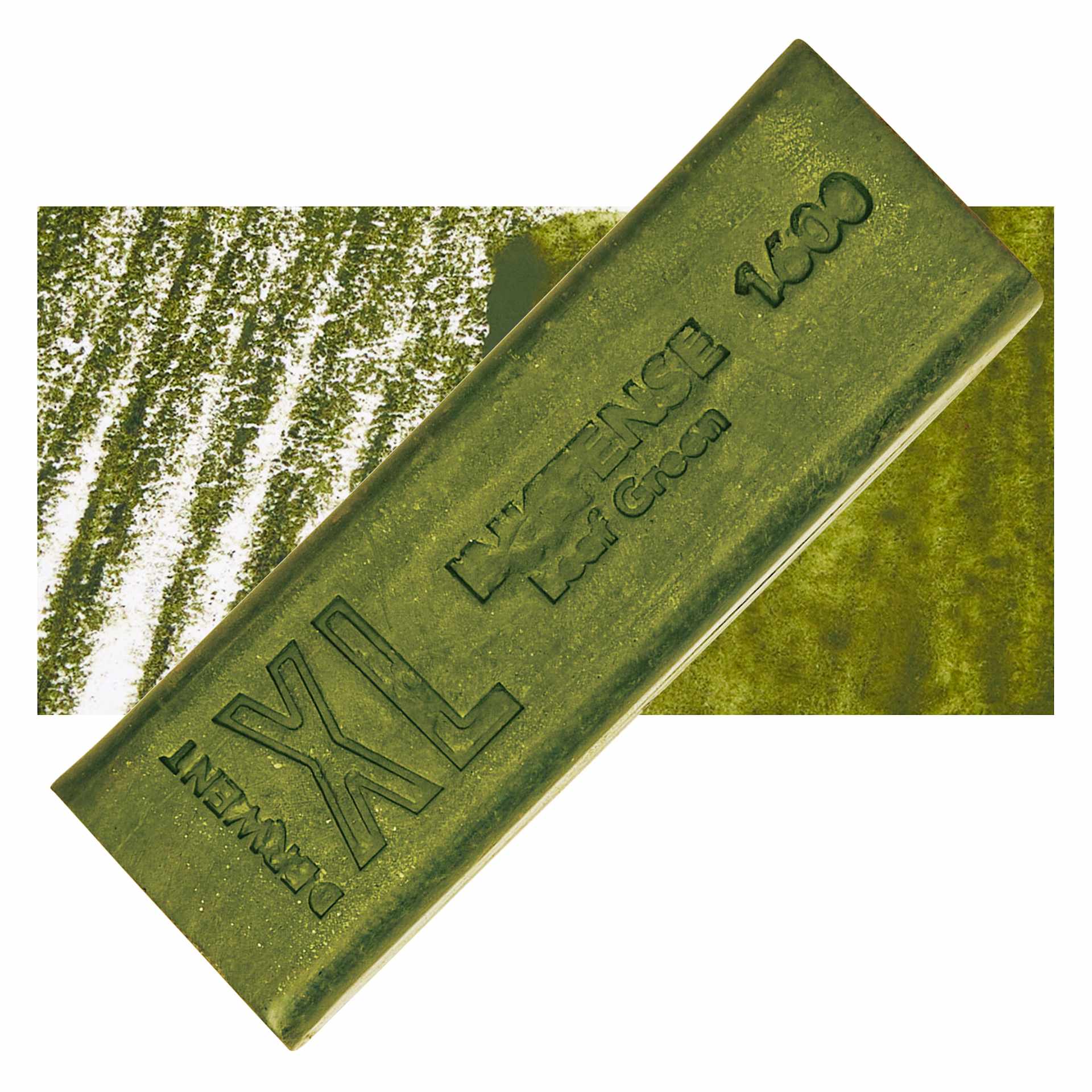 Derwent Inktense XL Block - Leaf Green, swatch and block