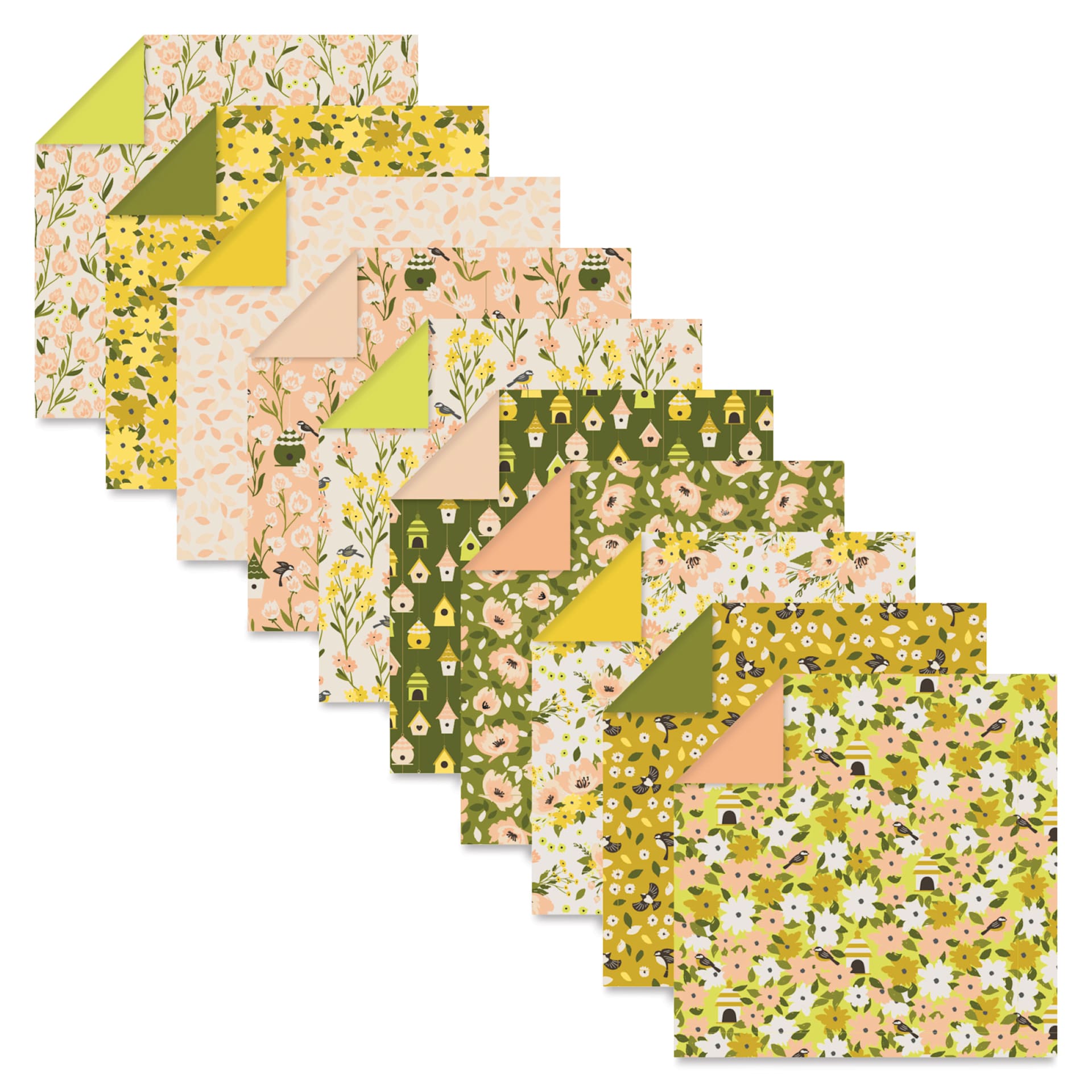 Clairefontaine Origami Paper - Spring, Assorted Sizes, Pkg of 60, contents