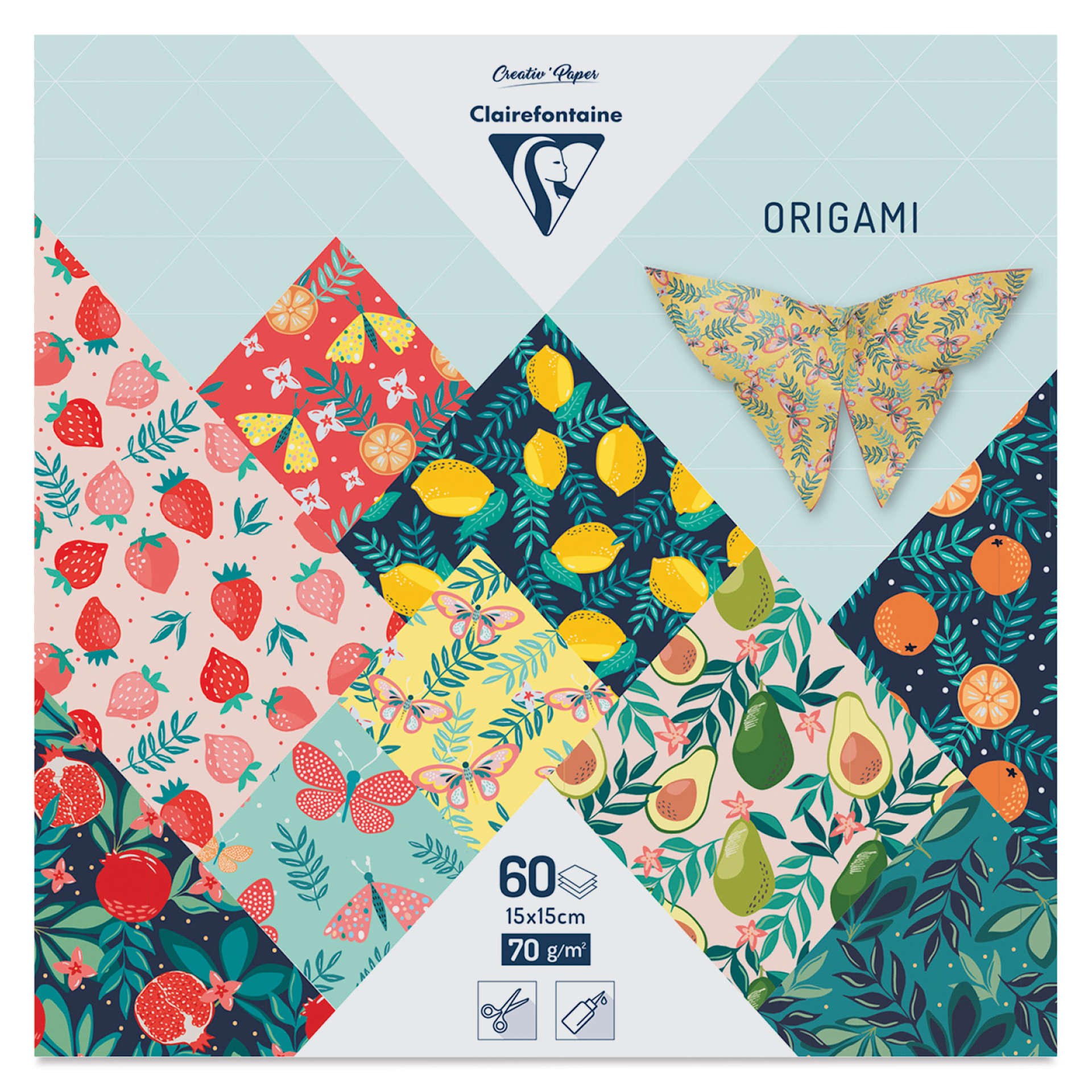 Clairefontaine Origami Paper - Fruit Garden, 5.9" x 5.9", Pkg of 60, packaging