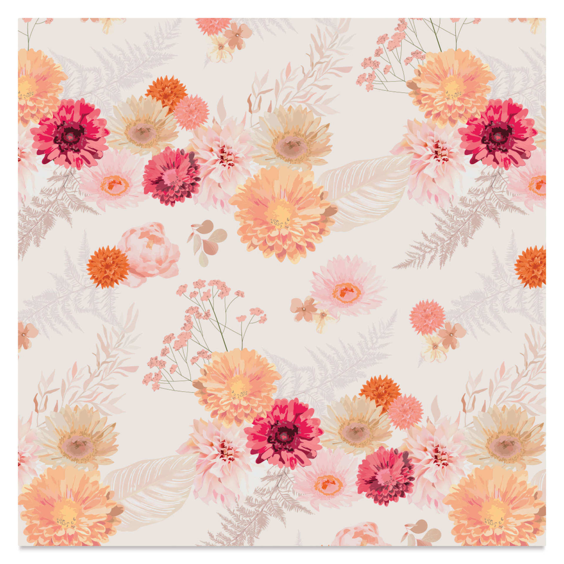 Clairefontaine Origami Paper - Dried Flowers, 5.9" x 5.9", dahlias, chrysanthemums, and gerbera daisies