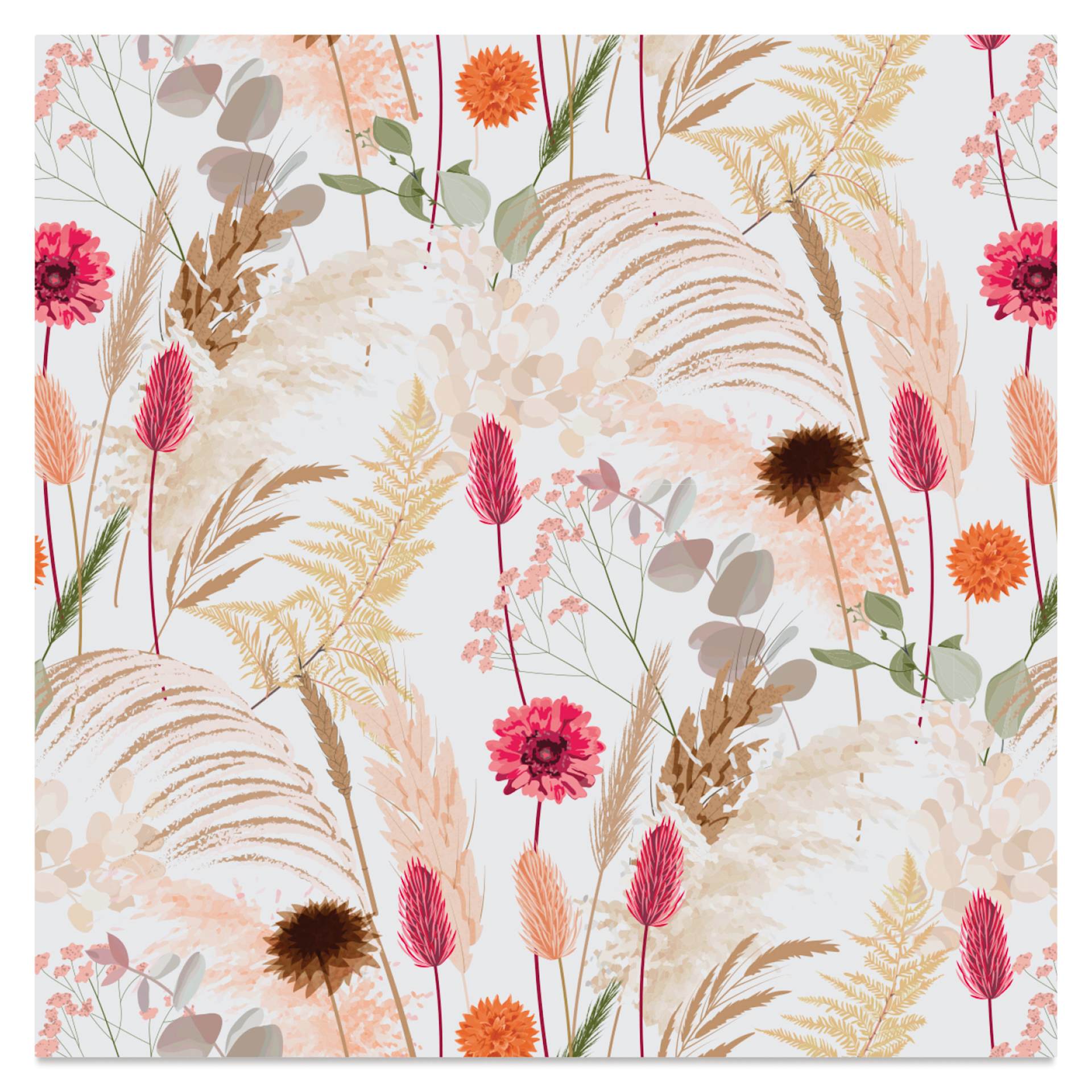 Clairefontaine Origami Paper - Dried Flowers, 5.9" x 5.9", flowers and pampas grass