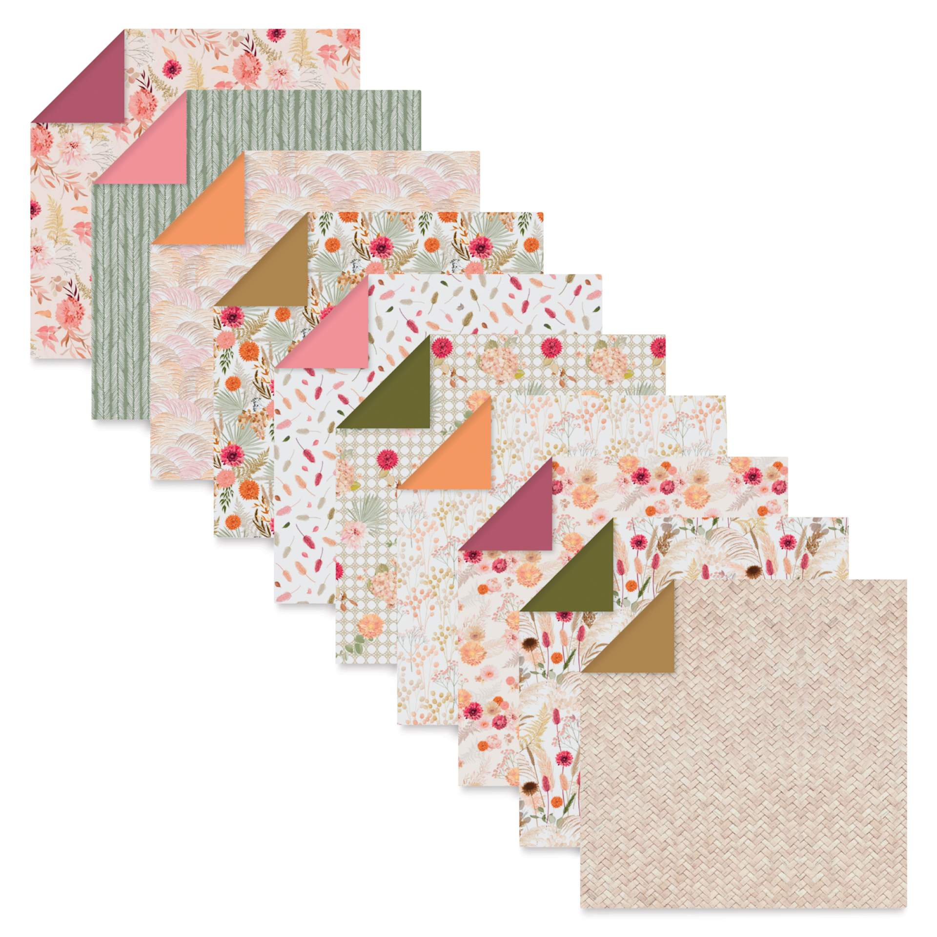 Clairefontaine Origami Paper - Dried Flowers, Assorted Sizes, Pkg of 60, out of packaging