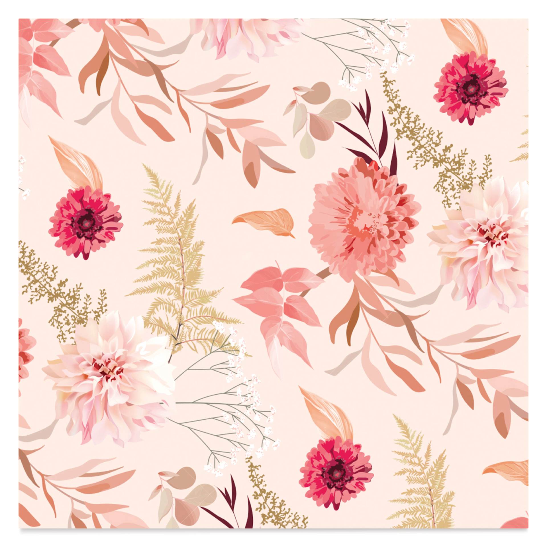 Clairefontaine Origami Paper - Dried Flowers, 5.9" x 5.9", dahlias and chrysanthemums