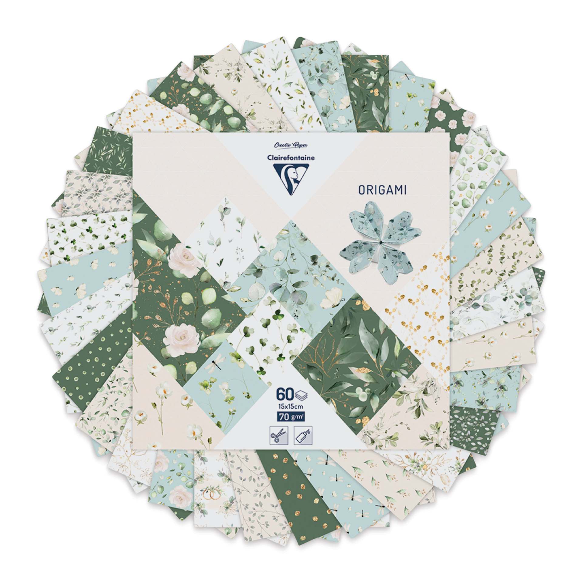 Clairefontaine Origami Paper - Romantic, 5.9" x 5.9", Pkg of 60
