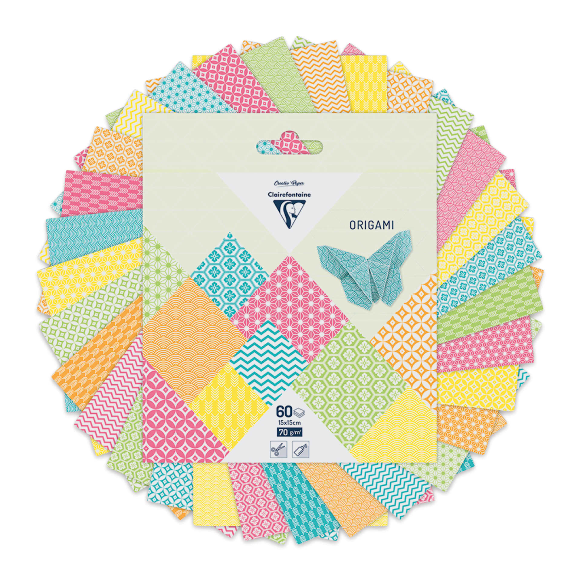 Clairefontaine Origami Paper - Summer, 5.9" x 5.9", Pkg of 60