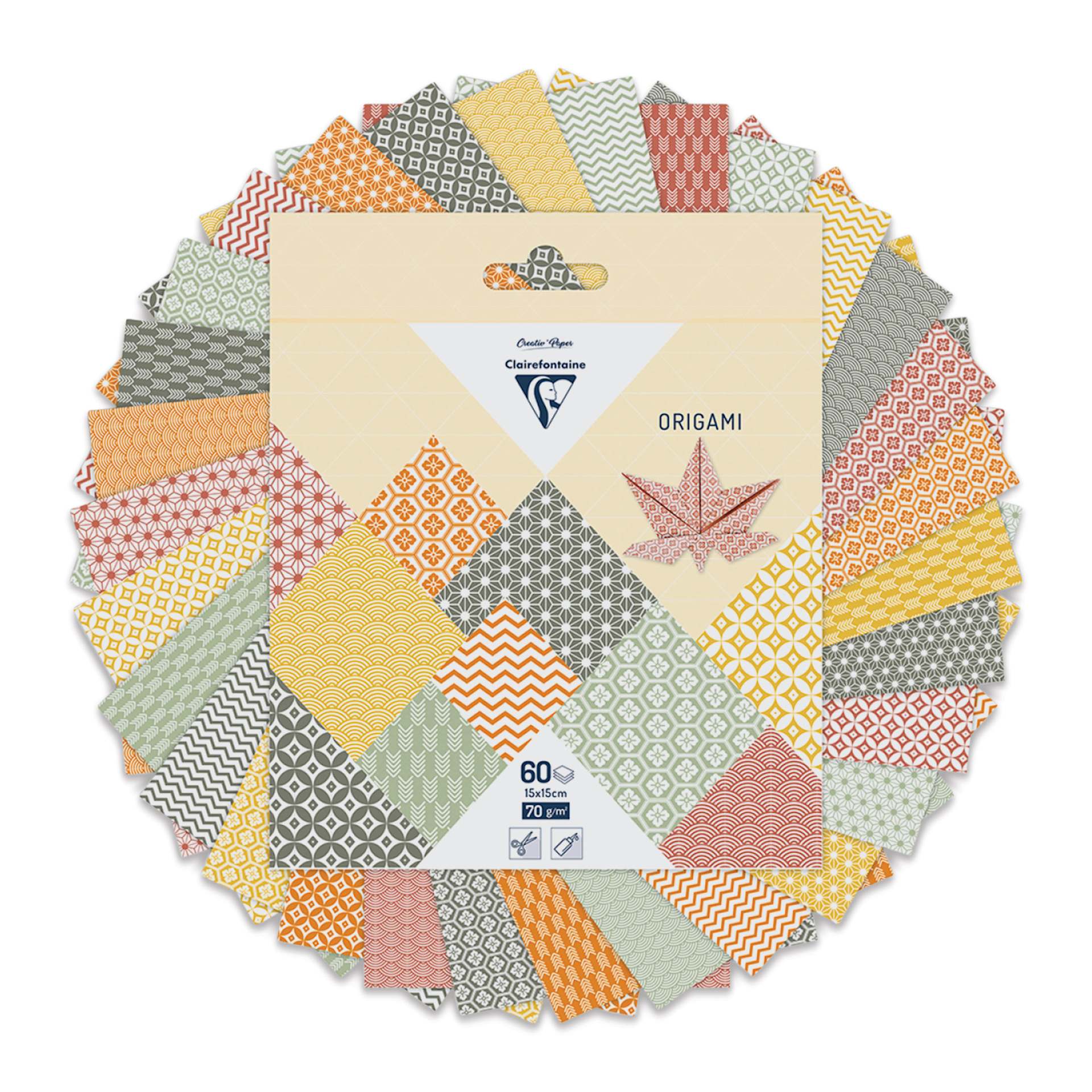 Clairefontaine Origami Paper - Autumn, 5.9" x 5.9", Pkg of 60