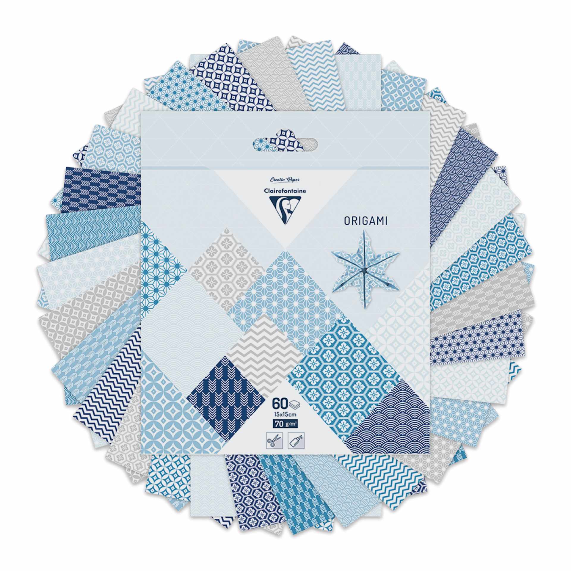 Clairefontaine Origami Paper - Winter, 5.9" x 5.9", Pkg of 60