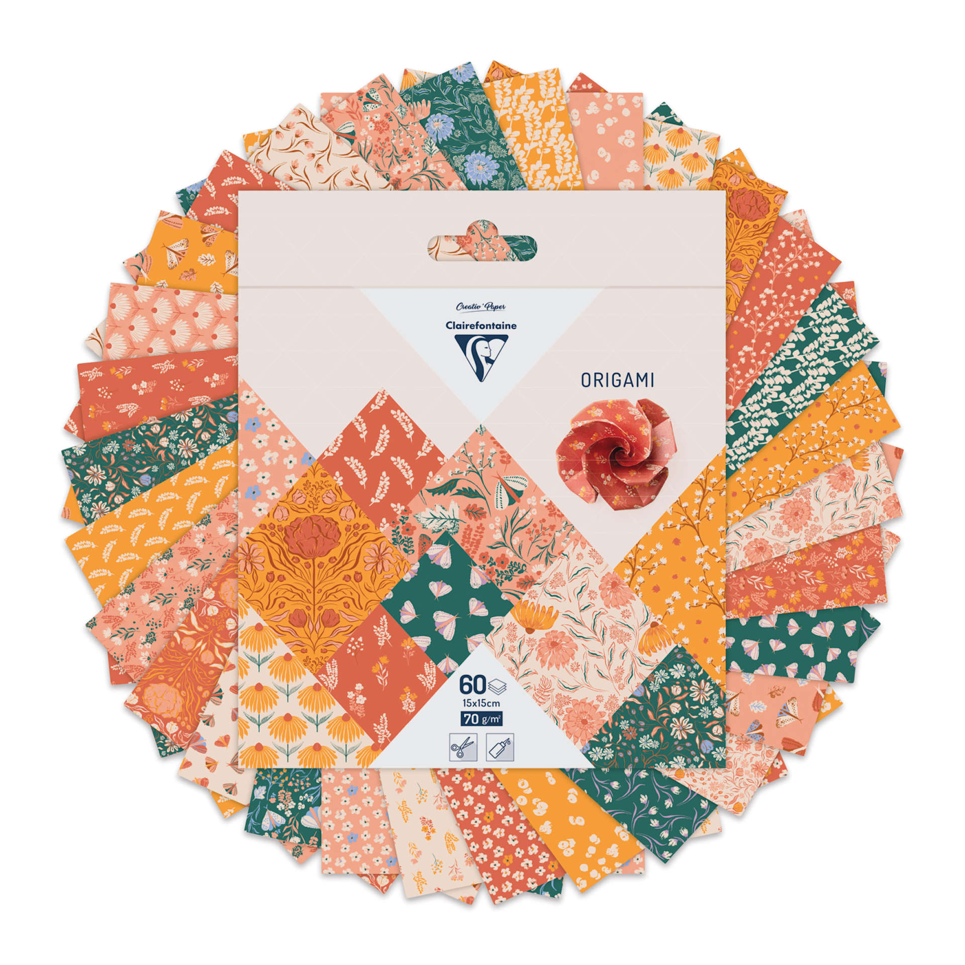 Clairefontaine Origami Paper - Boho, 5.9" x 5.9", Pkg of 60