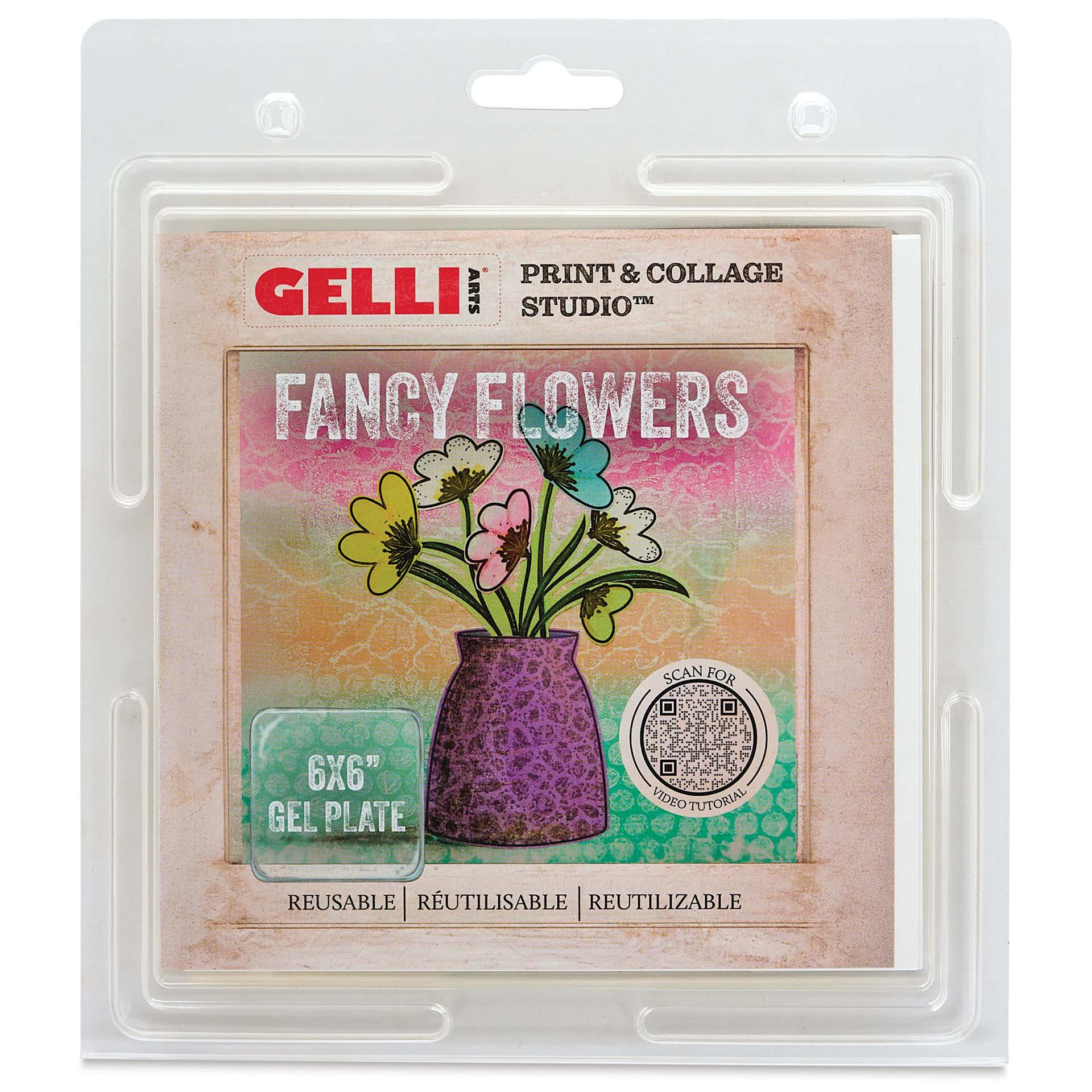 Gelli Arts Print & Collage Studio Set - Fancy Flowers front of packaging