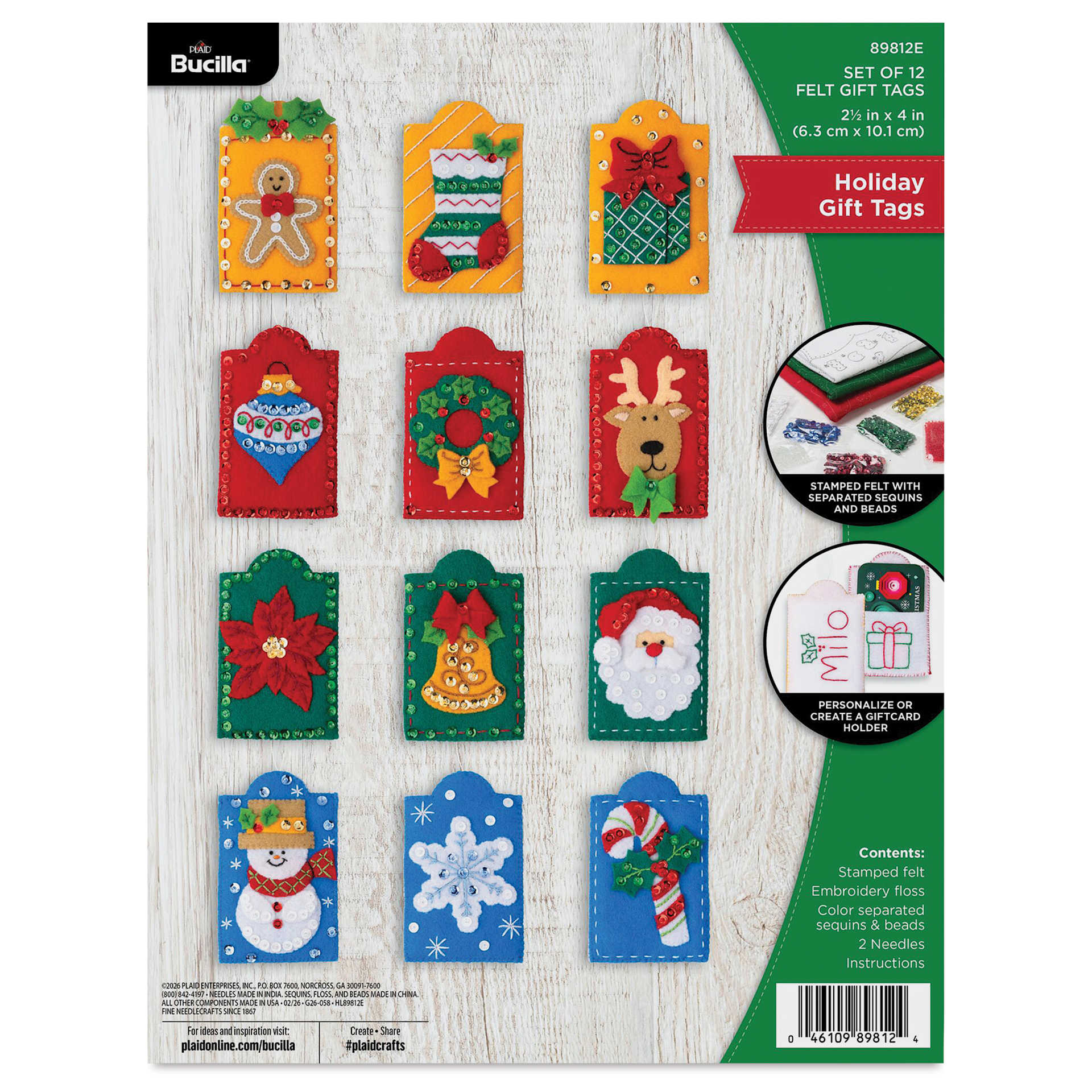 Bucilla Felt Holiday Gift Tags Kit packaging