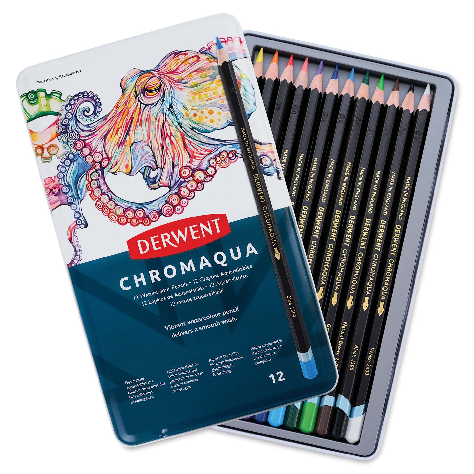 Derwent Chromaqua Watercolor Pencil - Set of 12, Assorted Colors