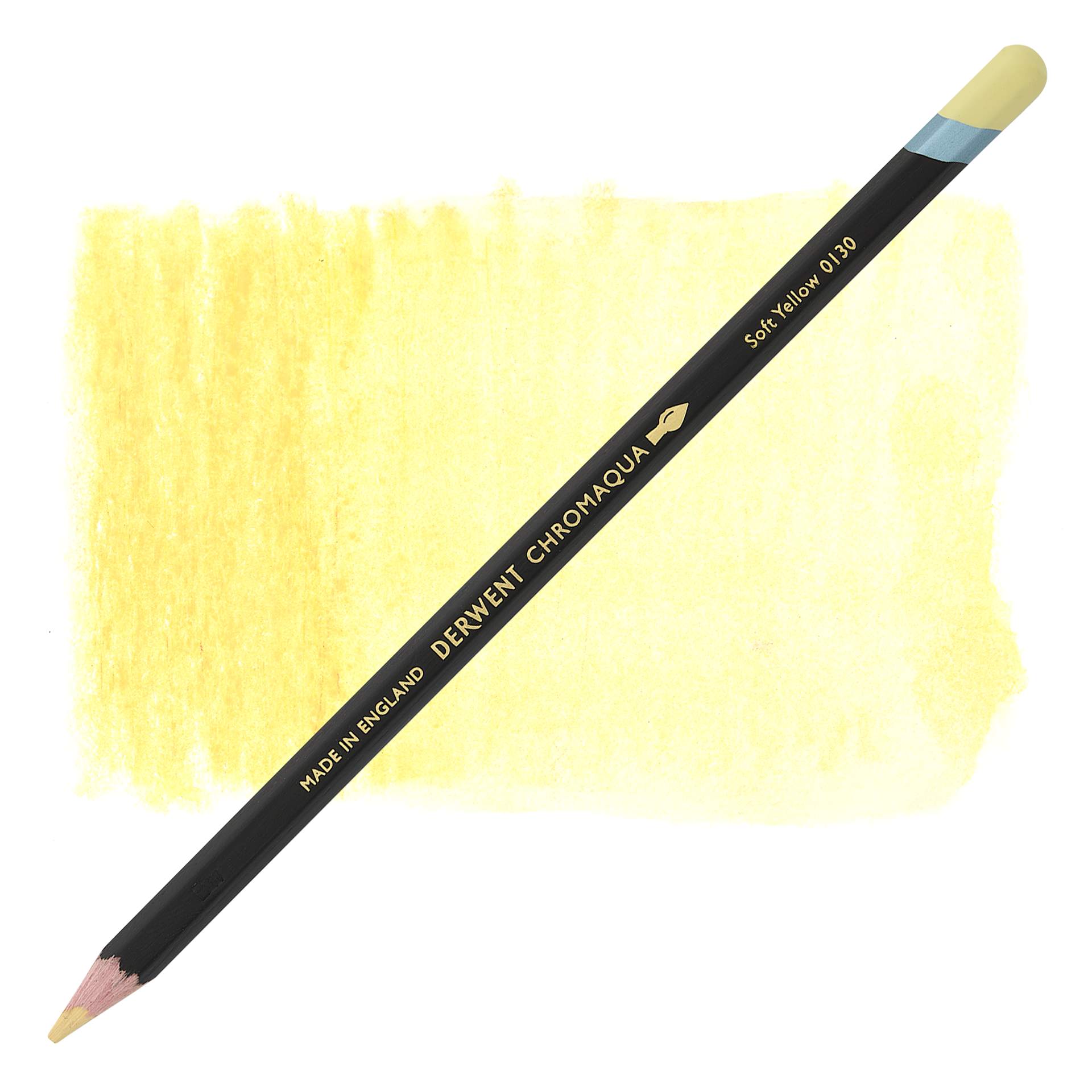 Derwent Chromaqua Watercolor Pencil - Soft Yellow pencil with swatch