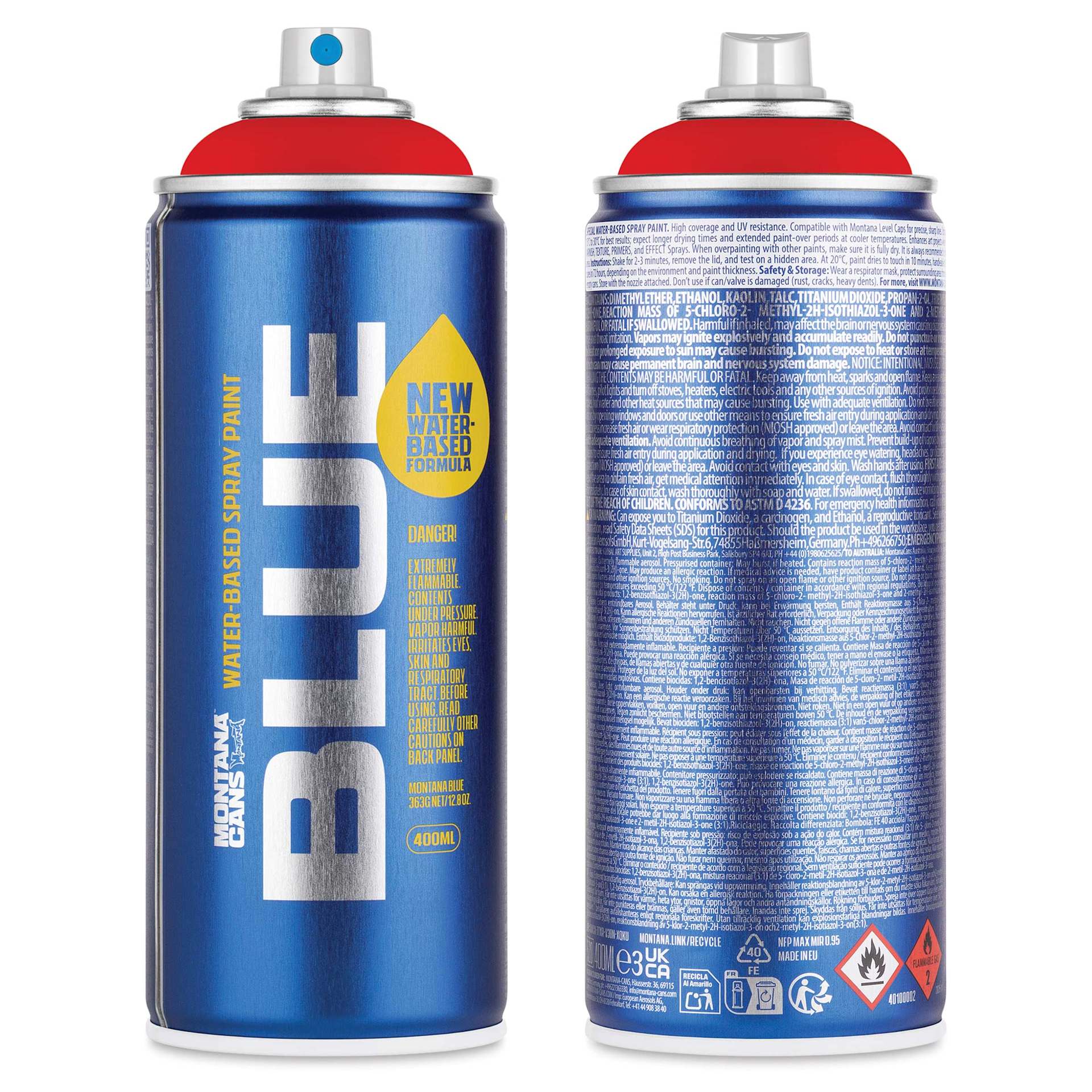 Montana Blue Water-Based Spray Paint - Bulls Red, 400 ml