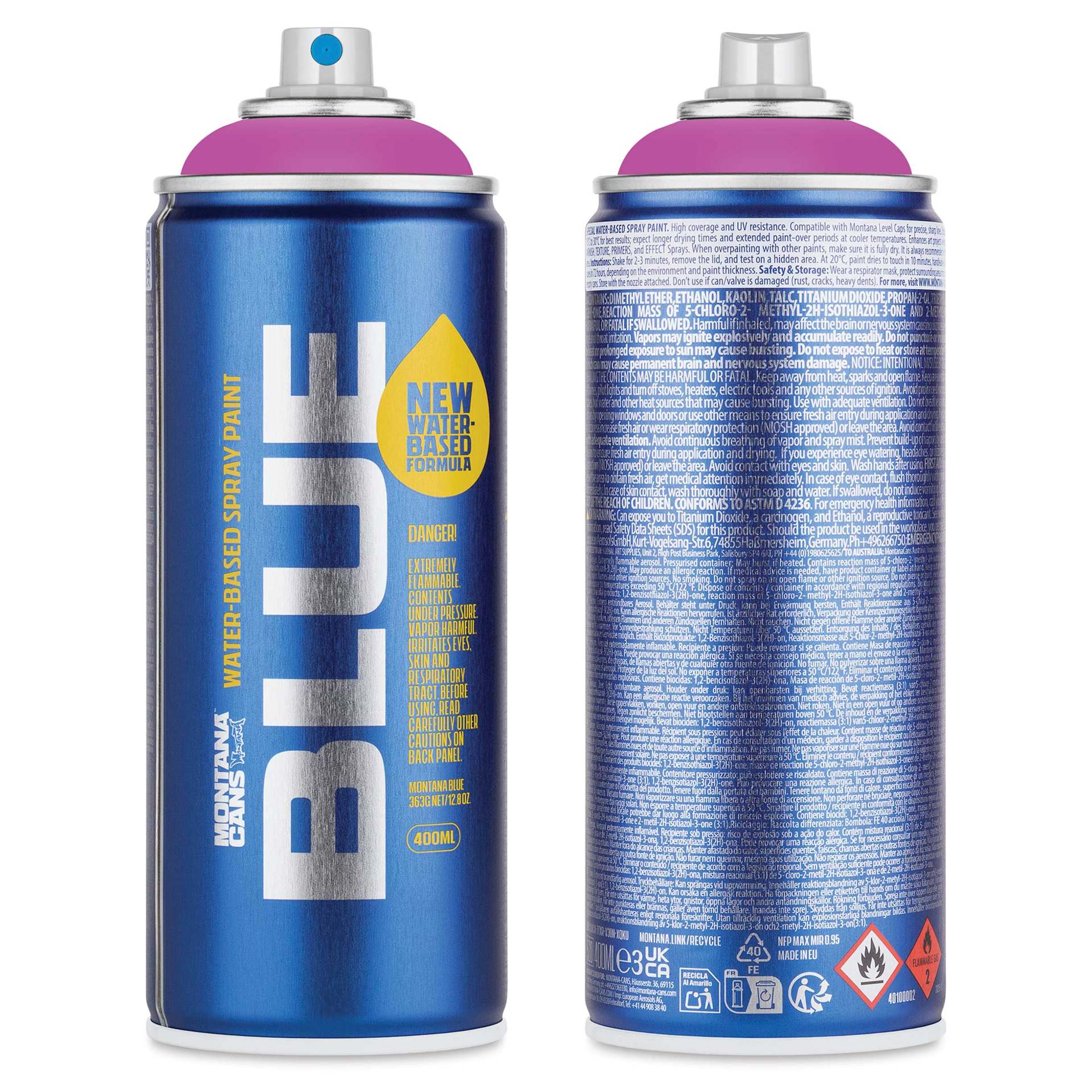 Montana Blue Water-Based Spray Paint - Fluor Pink, 400 ml