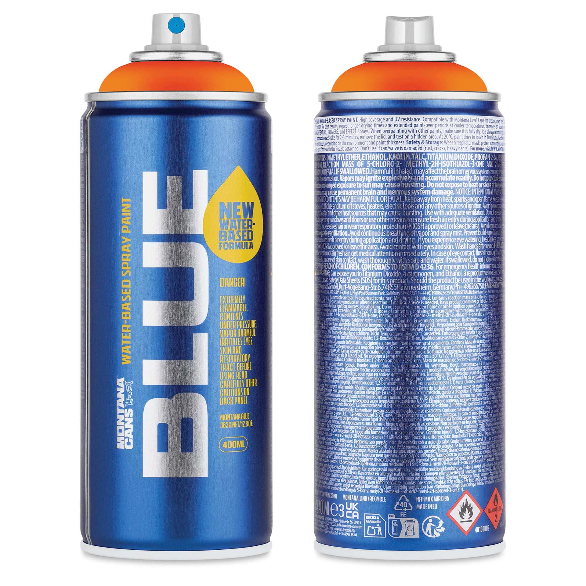 Montana Blue Water-Based Spray Paint - Clockwork Orange, 400 ml