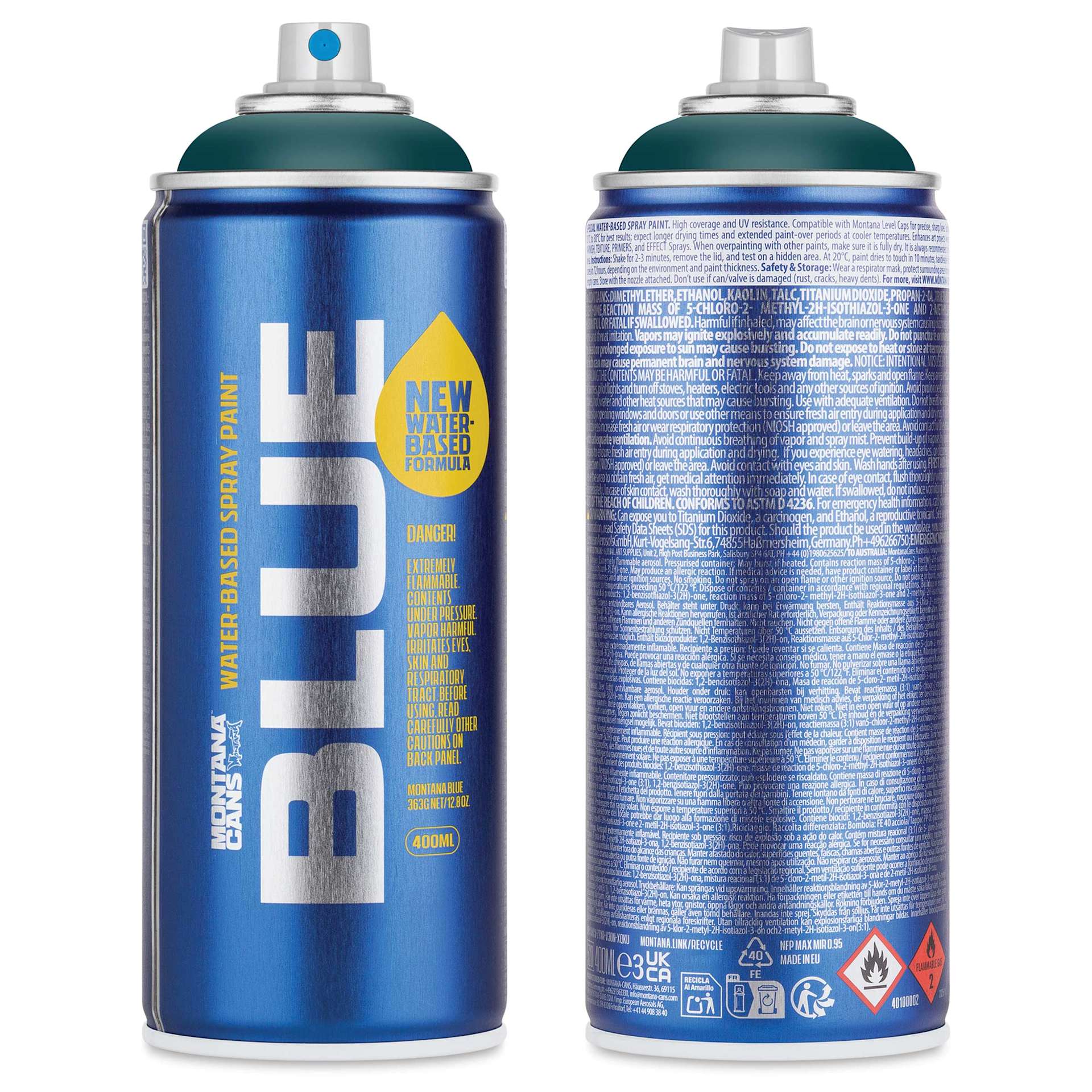 Montana Blue Water-Based Spray Paint - Petrol, 400 ml