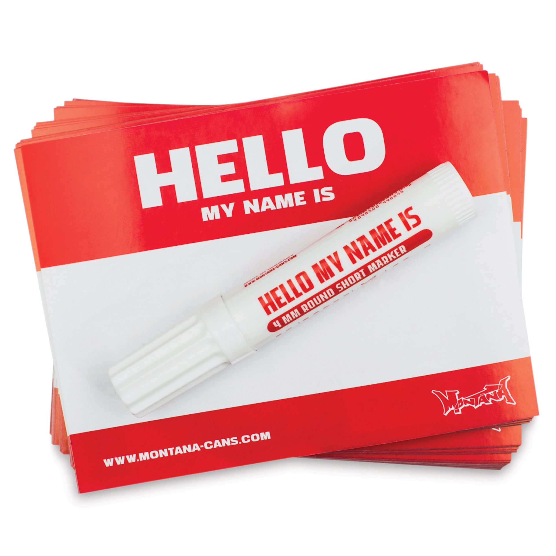 Montana Hello My Name Is Sticker Packs - Red, Pkg of 100