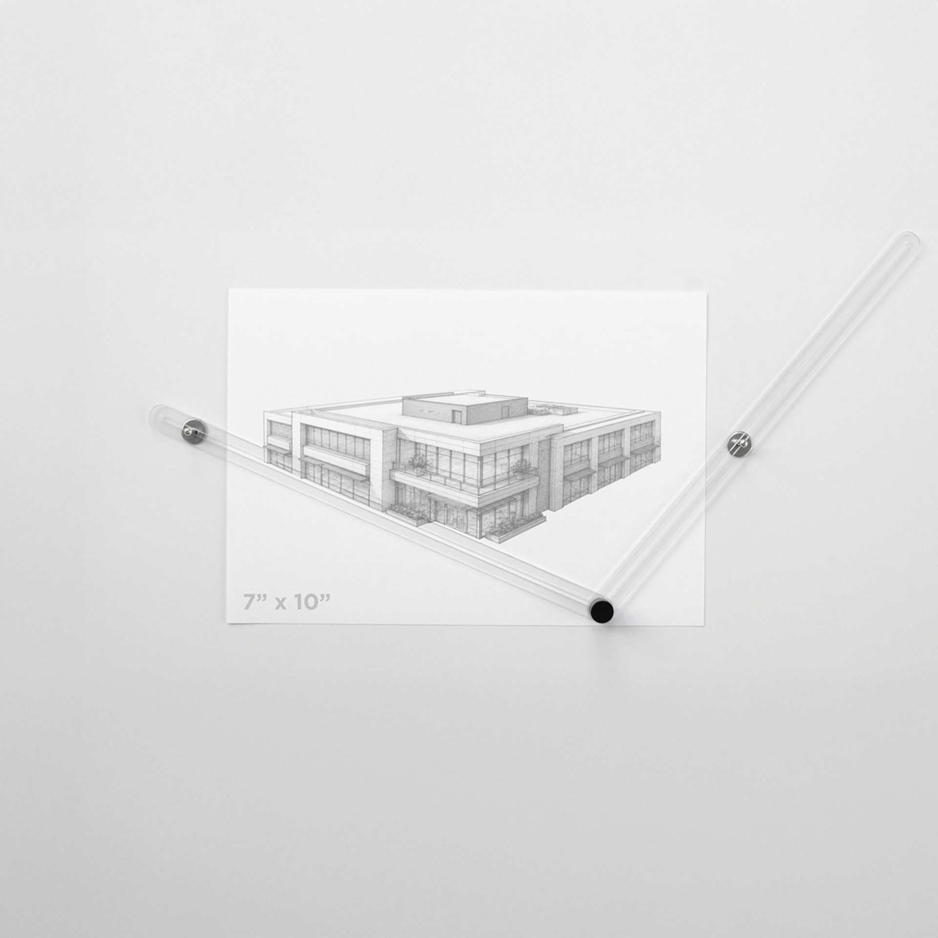 Koala Tools Perspective Ruler - 2-Point Ruler, 10" with a drawing of a building