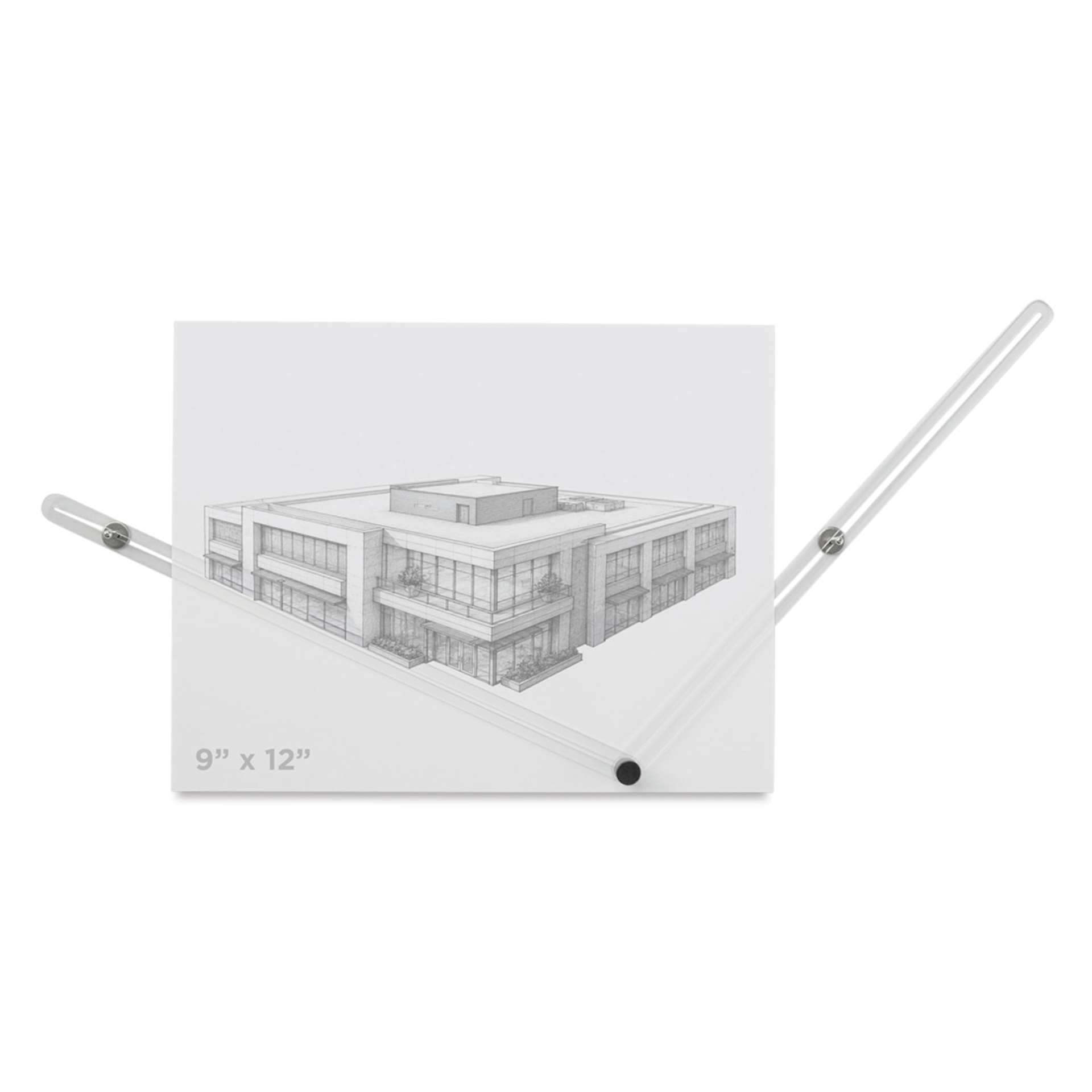 Koala Tools Perspective Ruler - 2-Point Ruler, 12" with a drawing of a building
