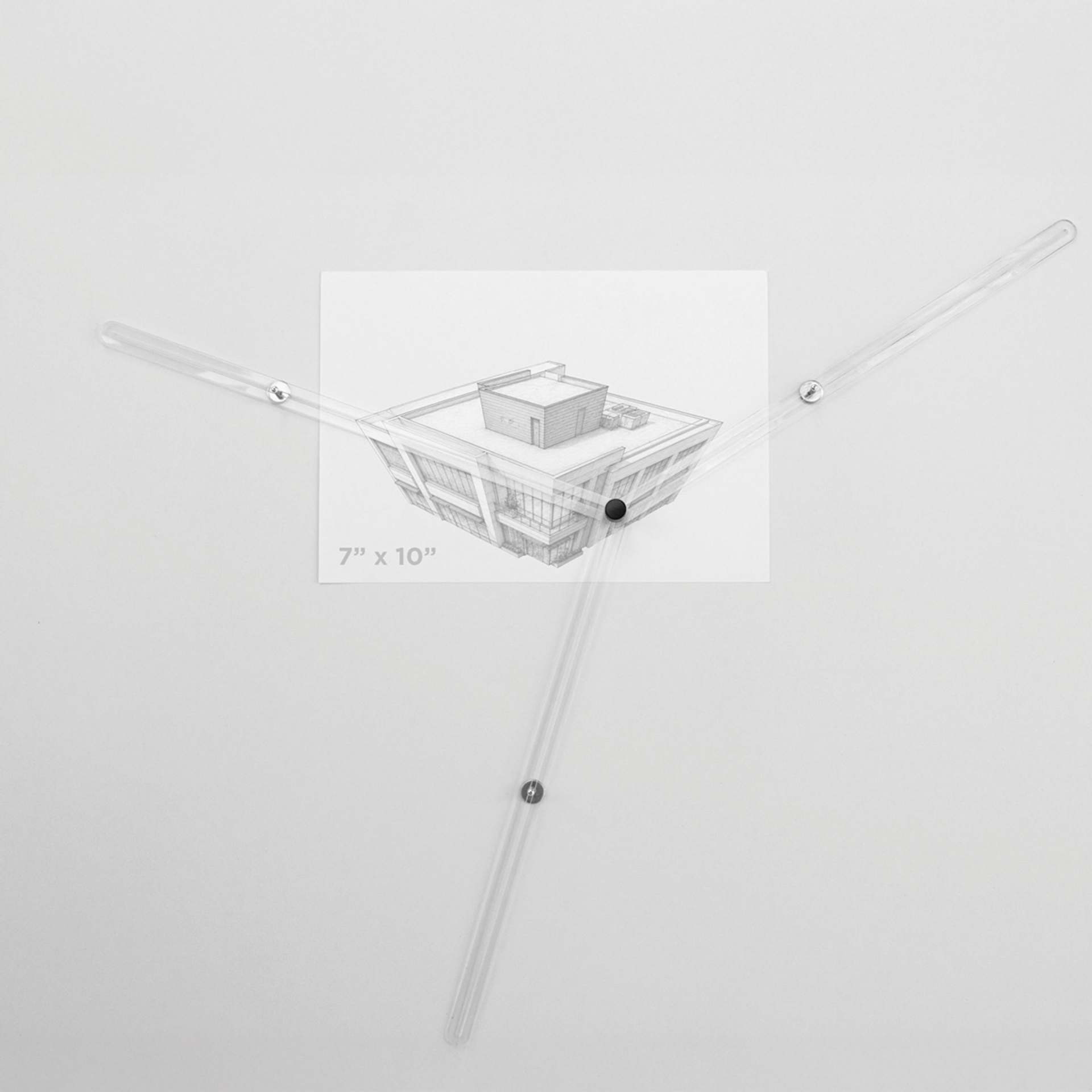 Koala Tools Perspective Ruler - 3-Point Ruler, 10" in-use with a drawing