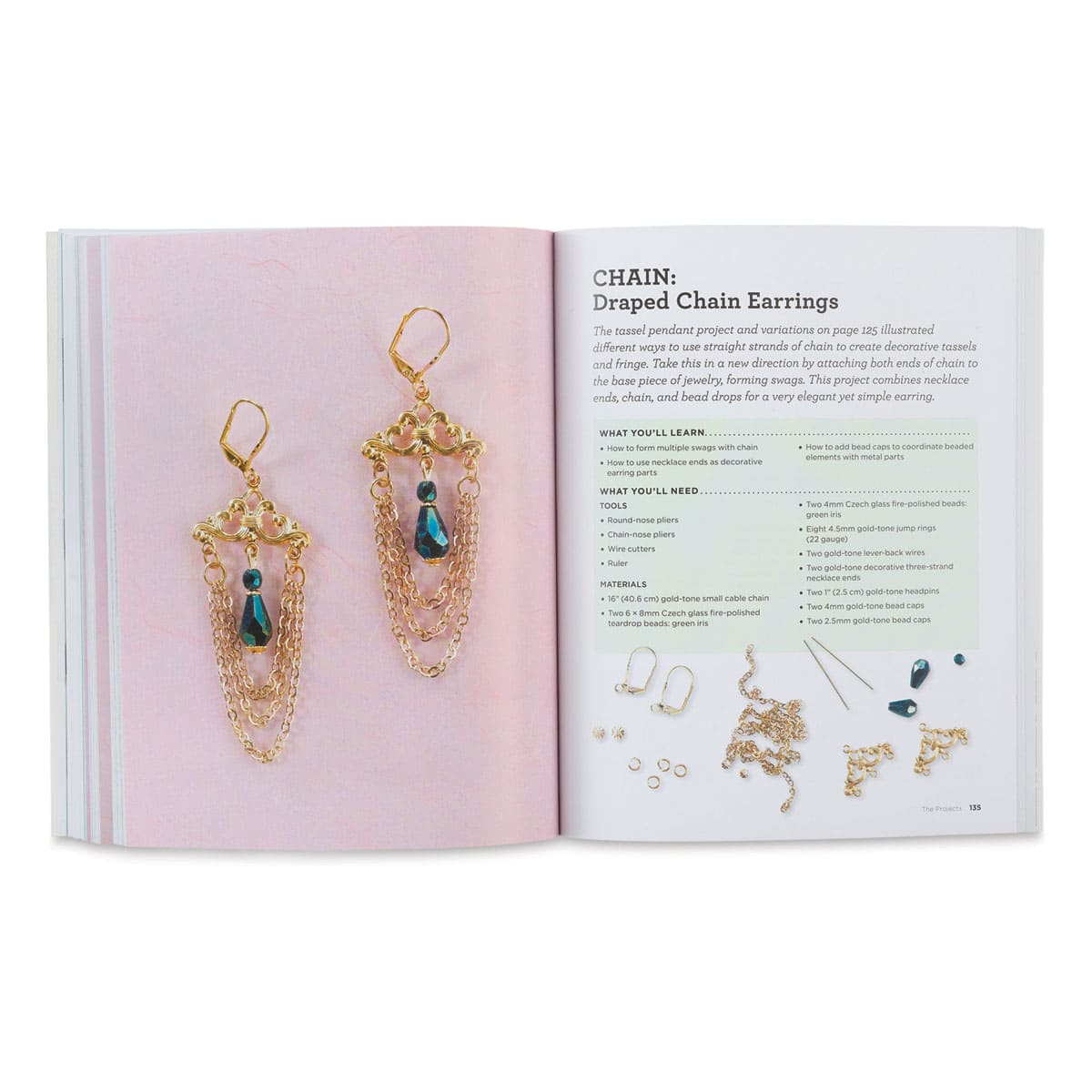 Bead Jewelry Making 101 - Spread of Draped Chain Earring Project