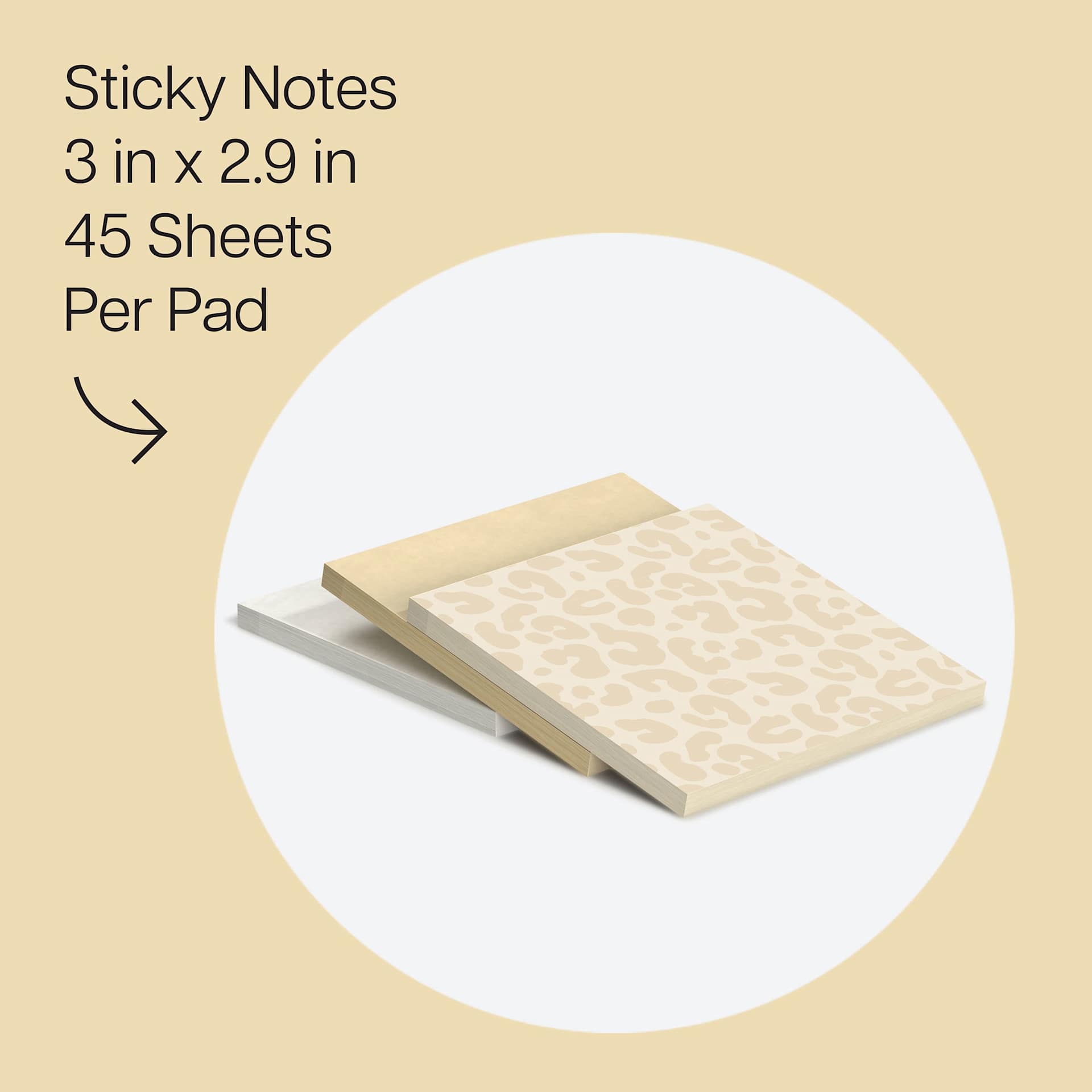 Sticky Notes 3 in x 2.9 in, 45 sheets per pad