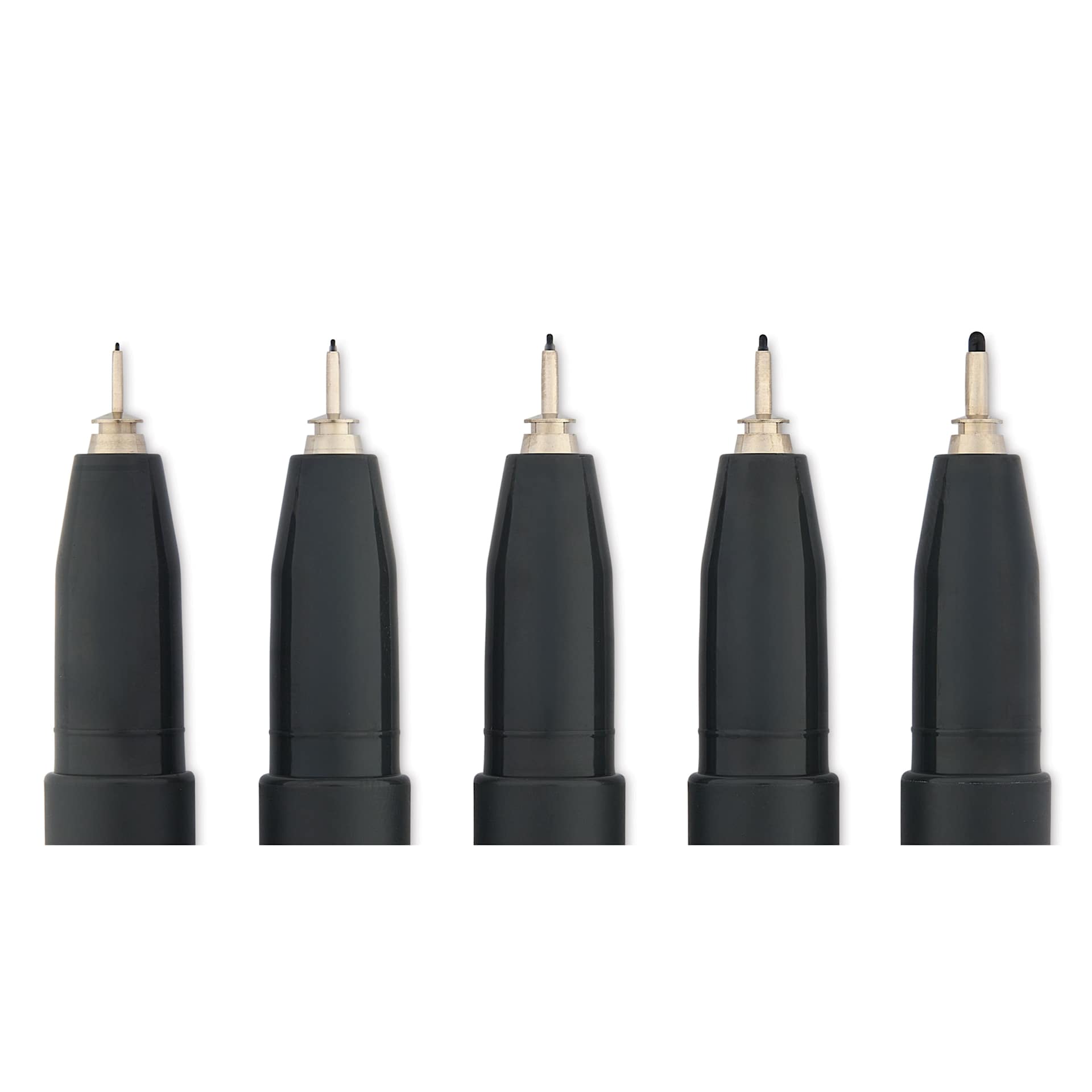 Copic Multiliner Plus Pens - Set of 5, Black, Assorted Fine Tip, close up of nibs