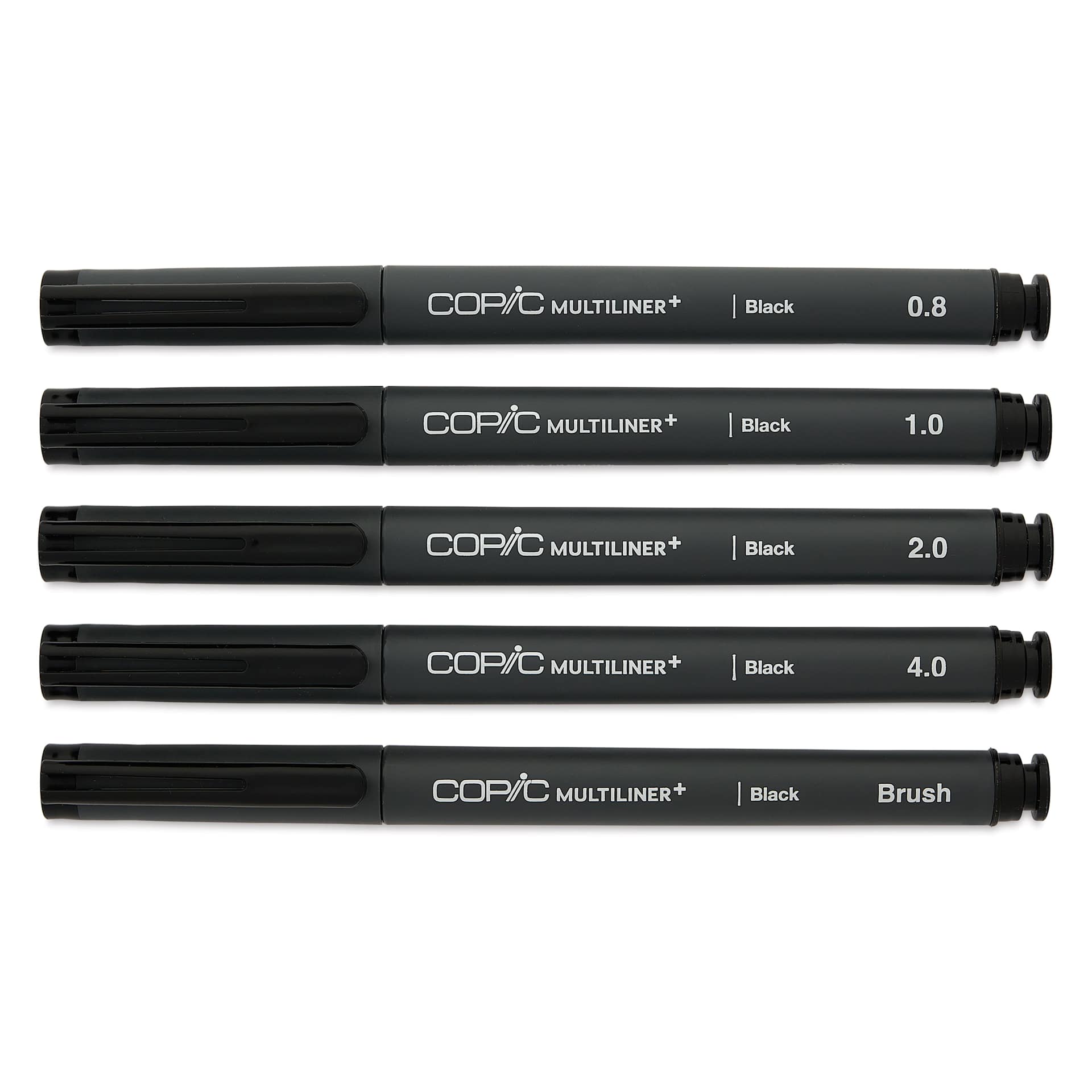 Copic Multiliner Plus Pens - Set of 5, Black, Assorted Bold Tip, capped