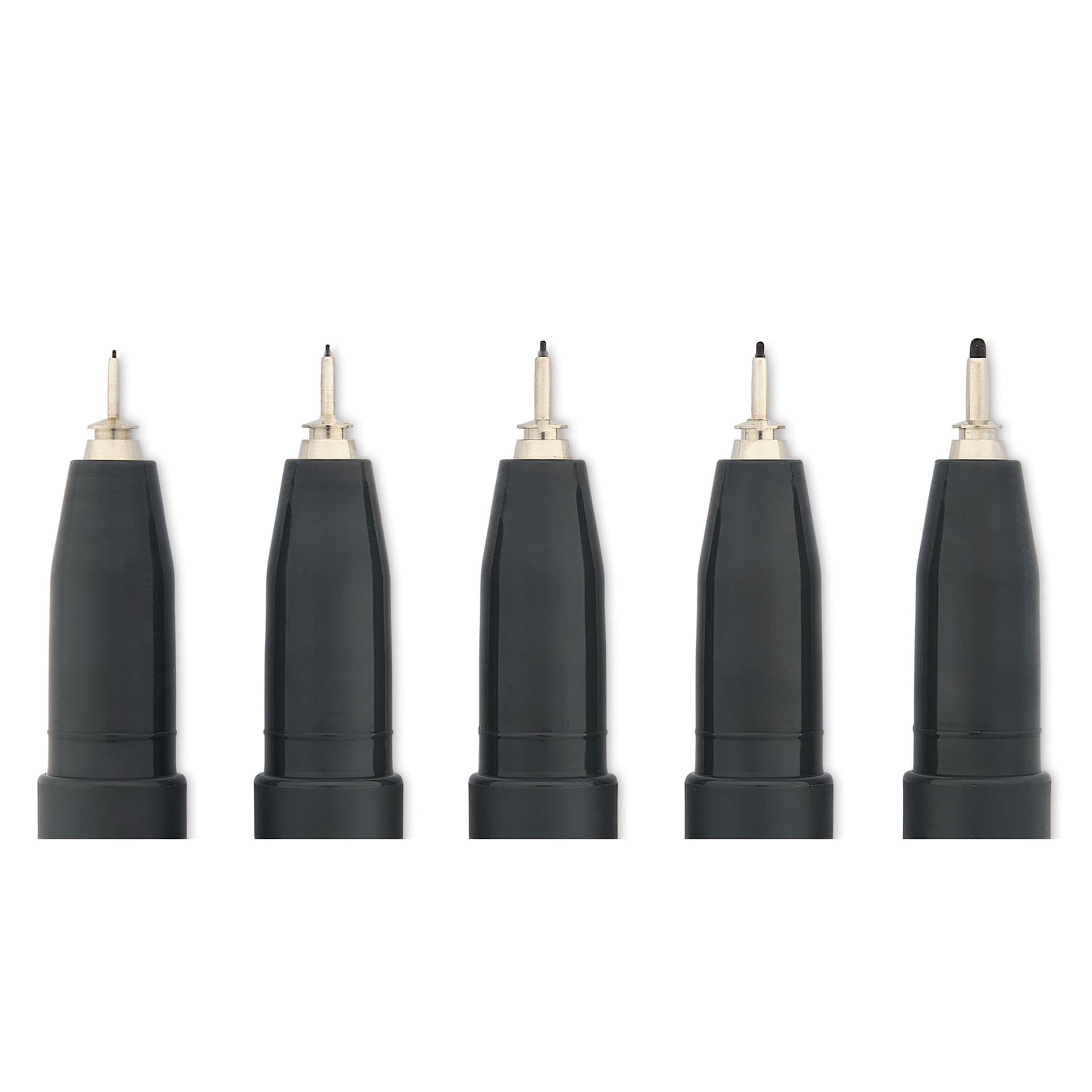 Copic Multiliner Plus Pens - Set of 5, Brown, Assorted Fine Tip, close up of nibs