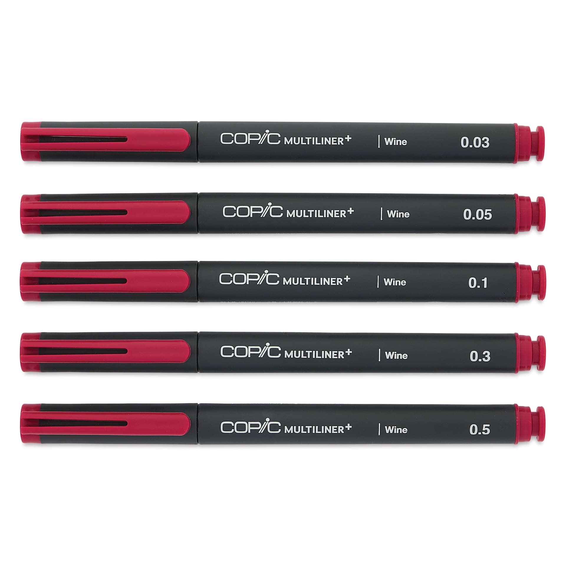 Copic Multiliner Plus Pens - Set of 5, Wine, Assorted Fine Tip, capped