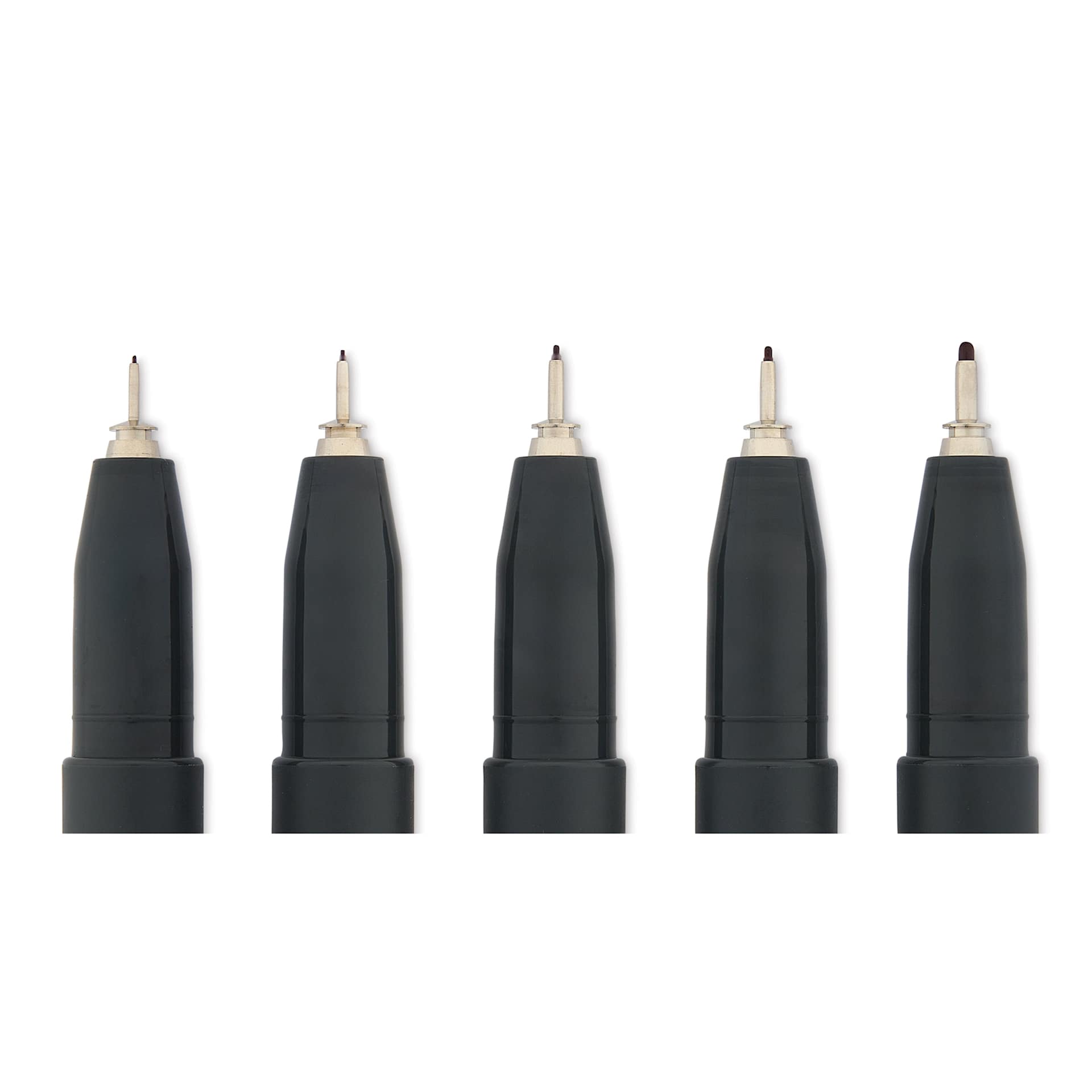 Copic Multiliner Plus Pens - Set of 5, Wine, Assorted Fine Tip, close up of nibs