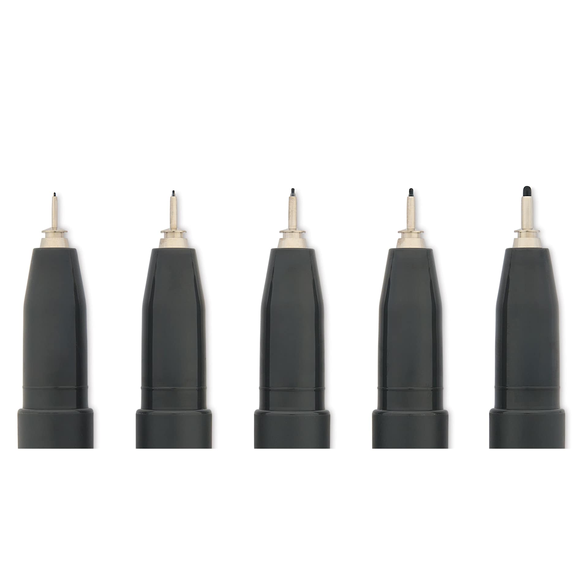 Copic Multiliner Plus Pens - Set of 5, Forest, Assorted Fine Tip, close up of nibs