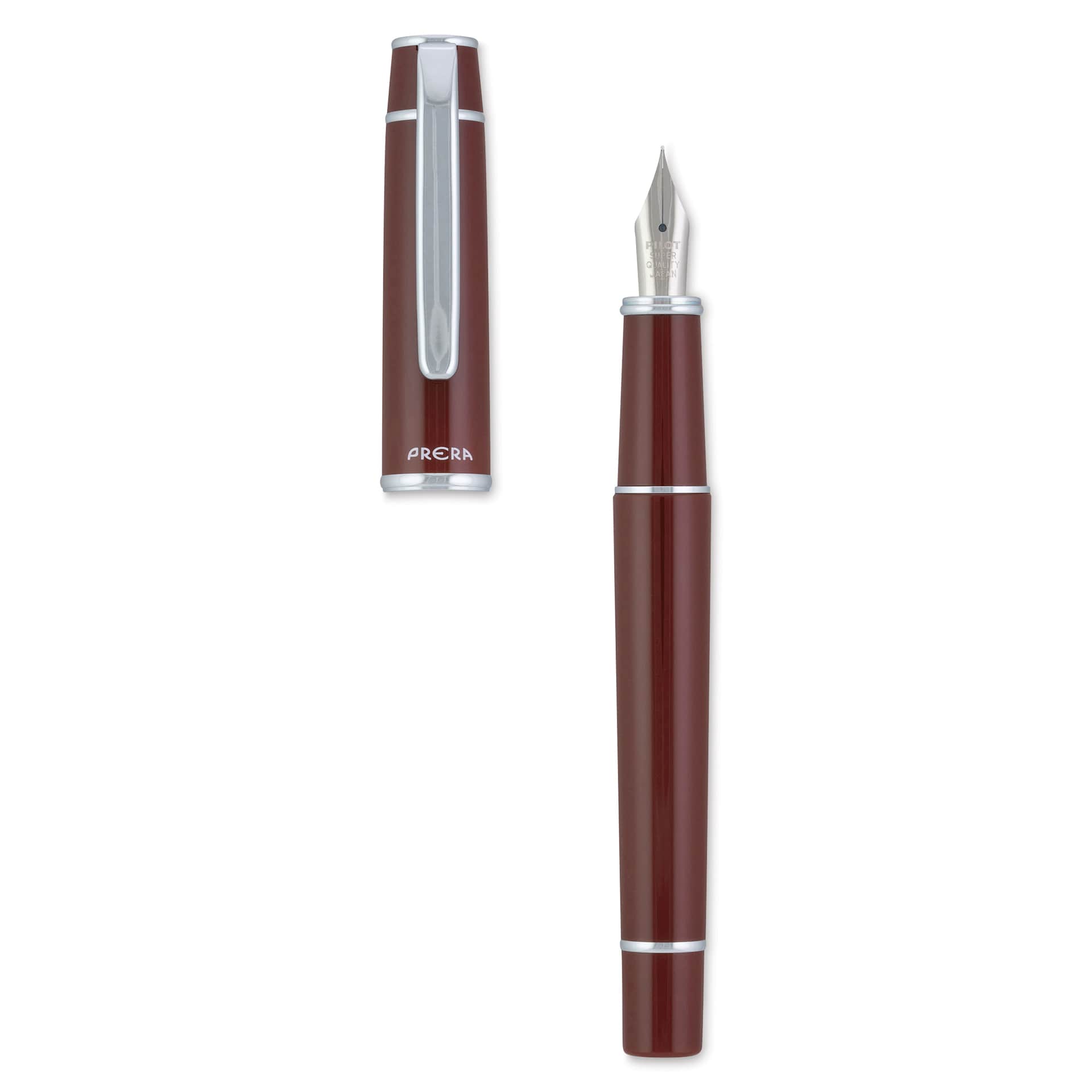 Pilot Prera Standard Fountain Pen - Cinnamon Brown, Medium, cap off