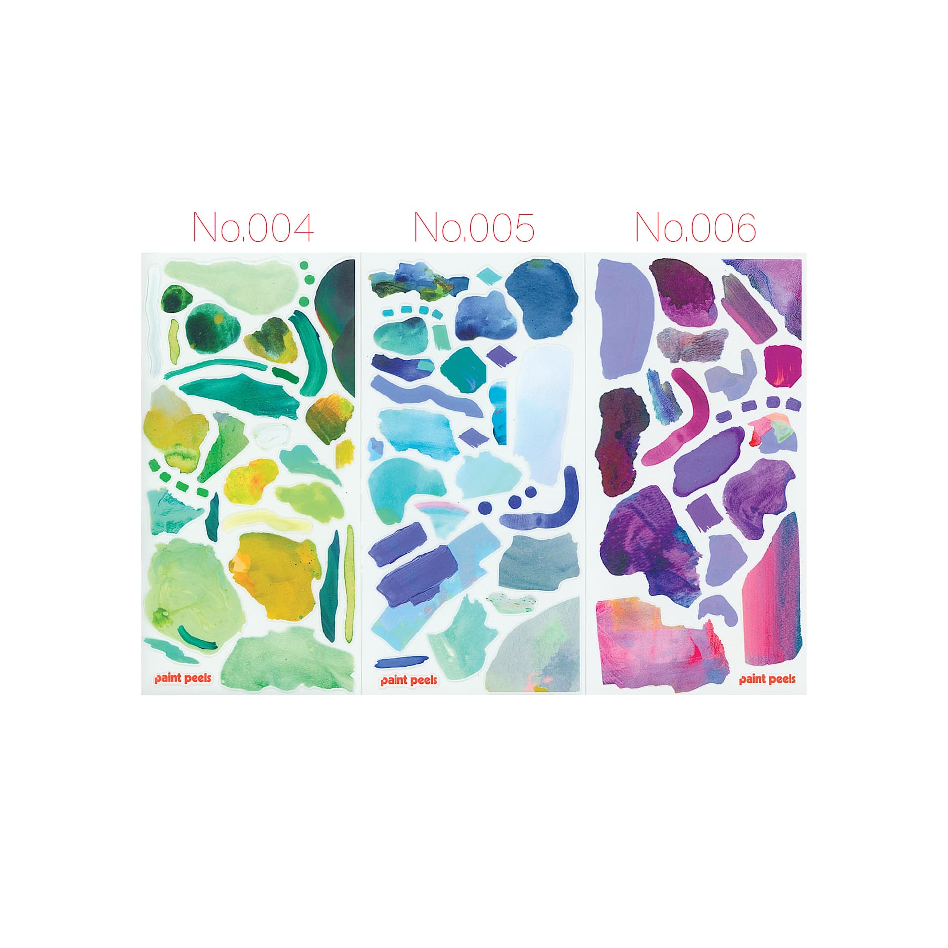 Katherine Simdon Studios Paint Peels Stickers - Vibrant Palettes, cool colors