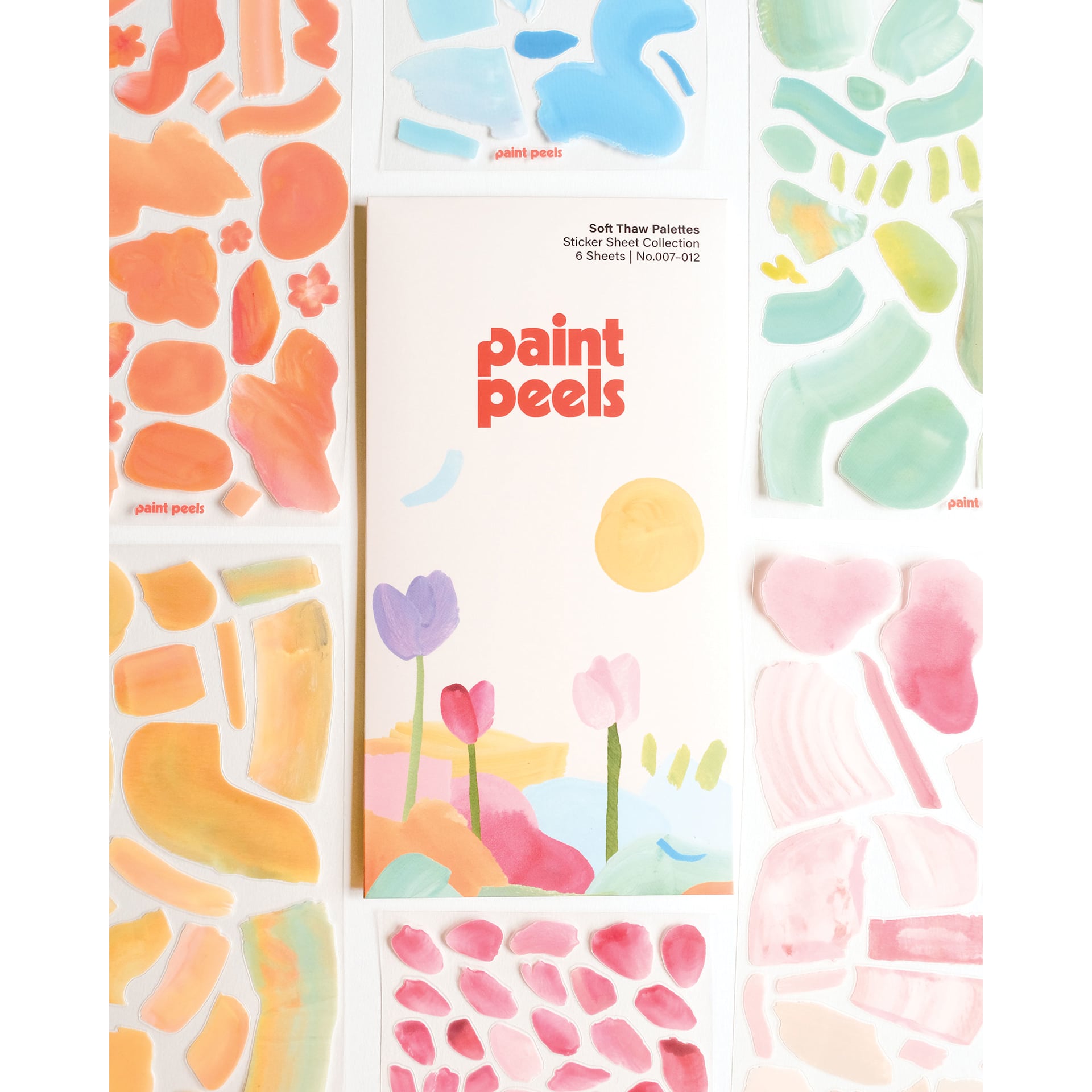 Katherine Simdon Studios Paint Peels Stickers - Soft Thaw, sheets and packaging