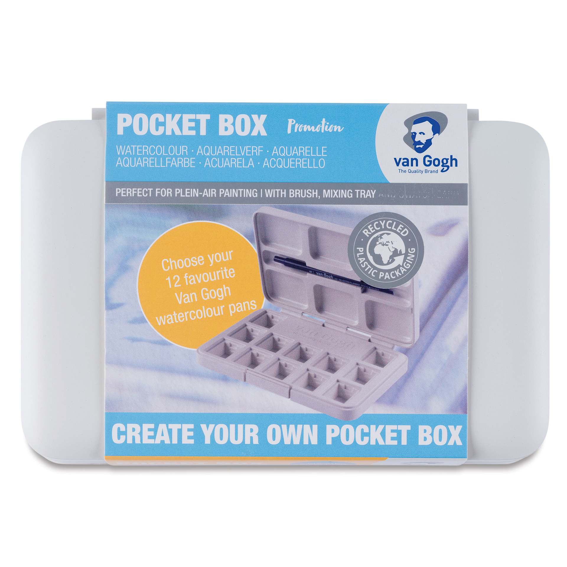 Van Gogh Watercolor Empty Plastic Pocket Box - 12 Pans, White front of package