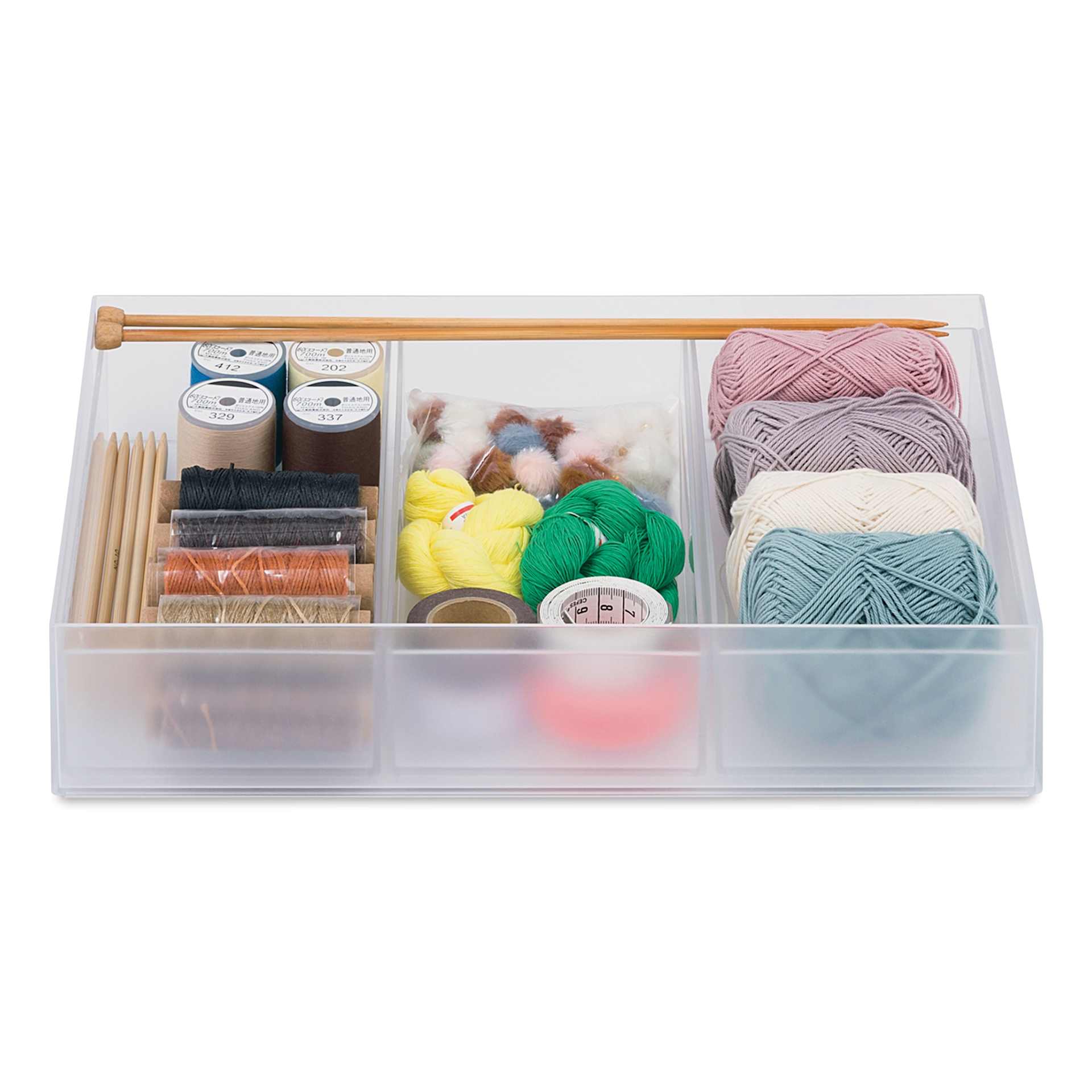 Like-It Tidy-Up Boxes - Clear, Shallow set filled with supplies, supplies not included
