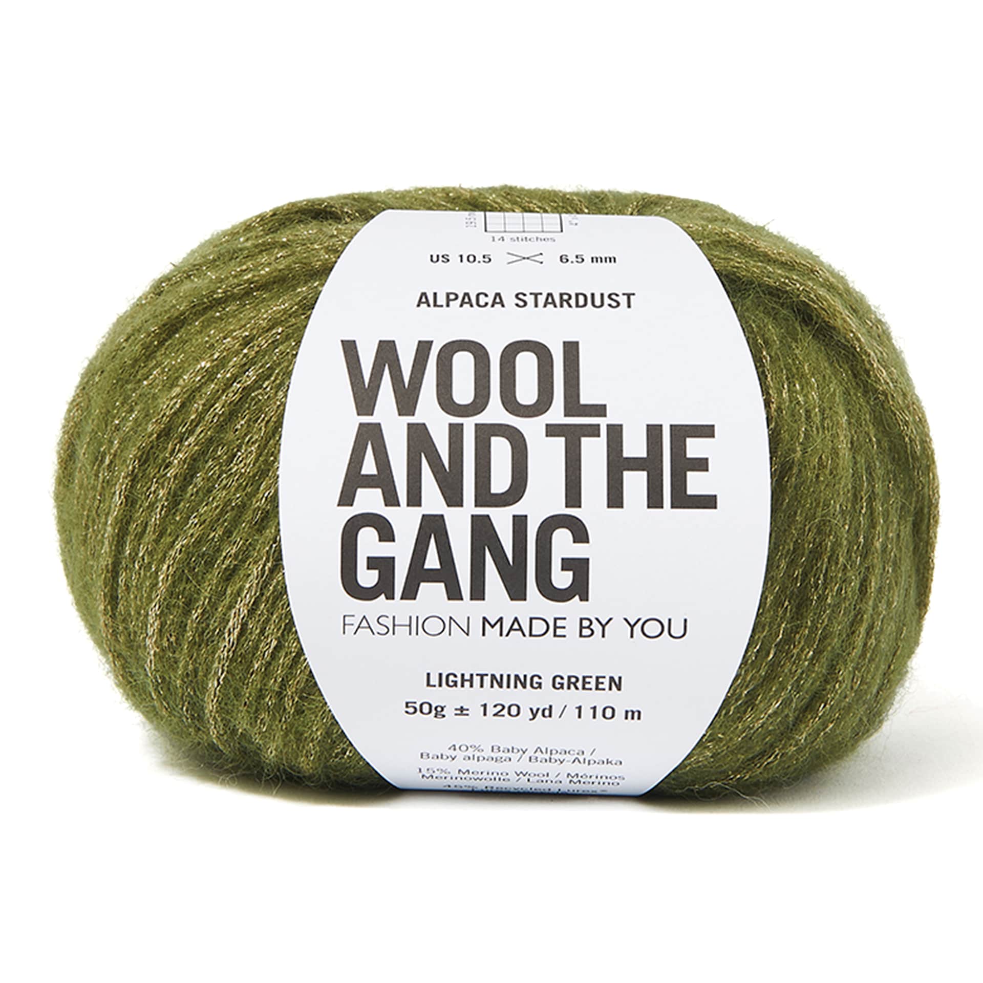 Wool and the Gang Alpaca Stardust Yarn - Lightning Green, 120 yds