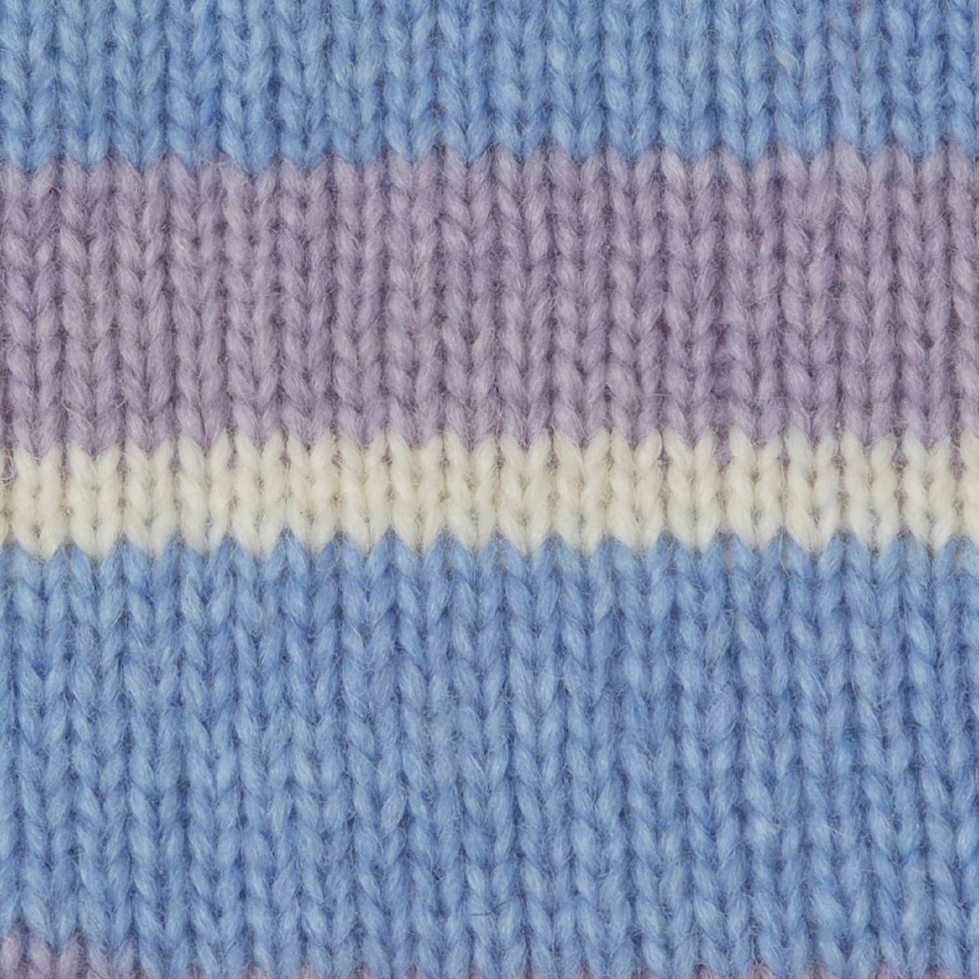 Wool and the Gang Feeling Good Stripe Yarn - Blue Sky, 142 yds close up to show knitted texture