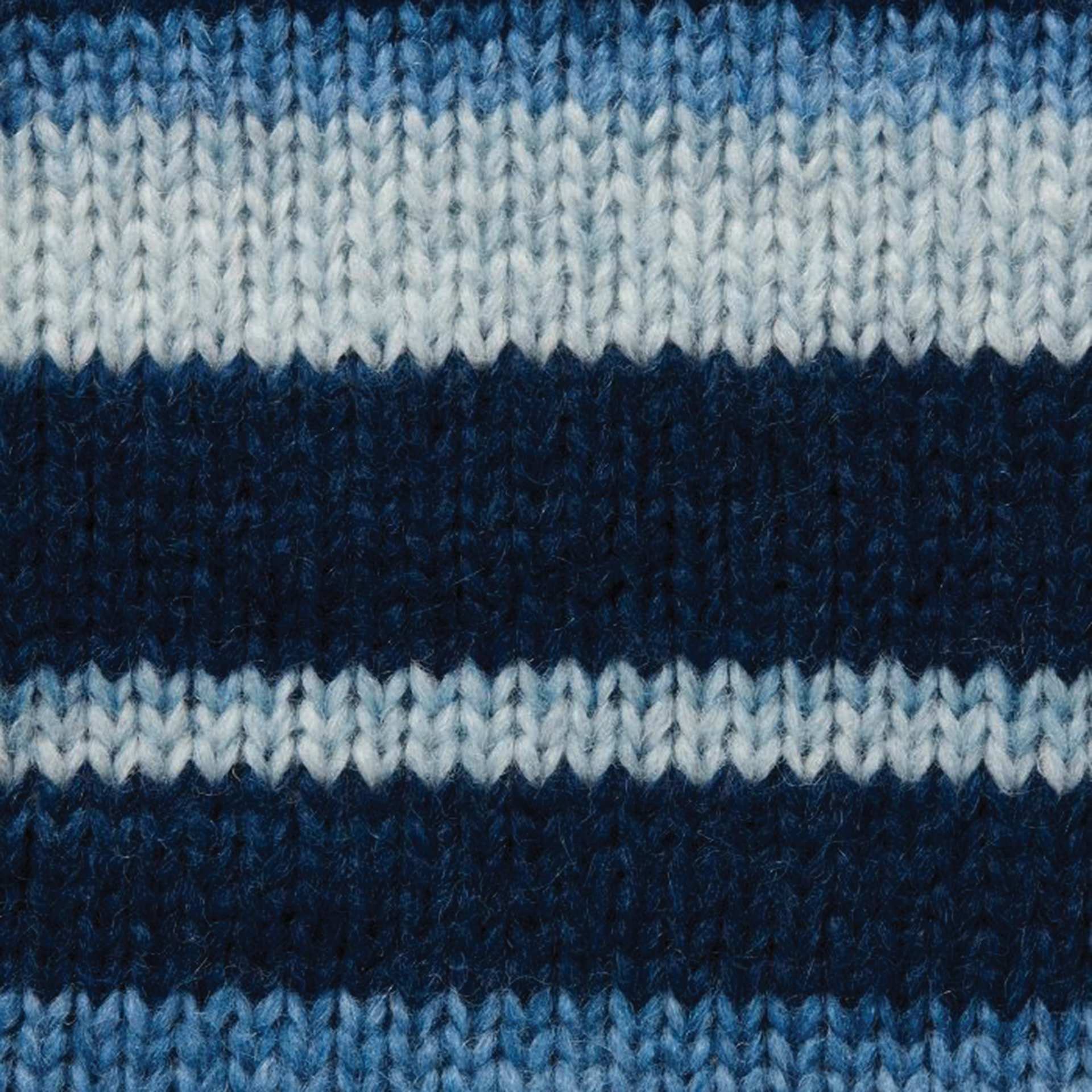 Wool and the Gang Feeling Good Stripe Yarn - Ocean Blue, 142 yds close up to show knitted pattern