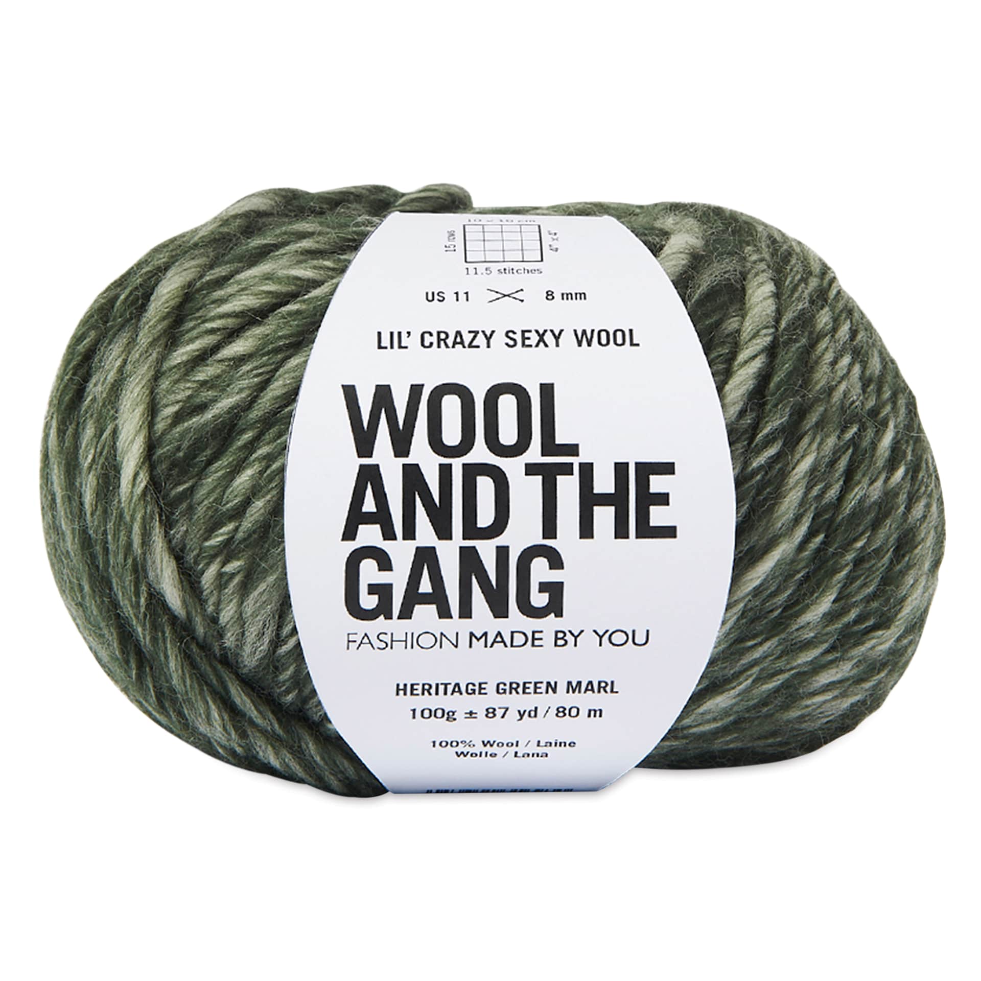 Wool and the Gang Lil' Crazy Sexy Marl Yarn - Heritage Green, 87 yds