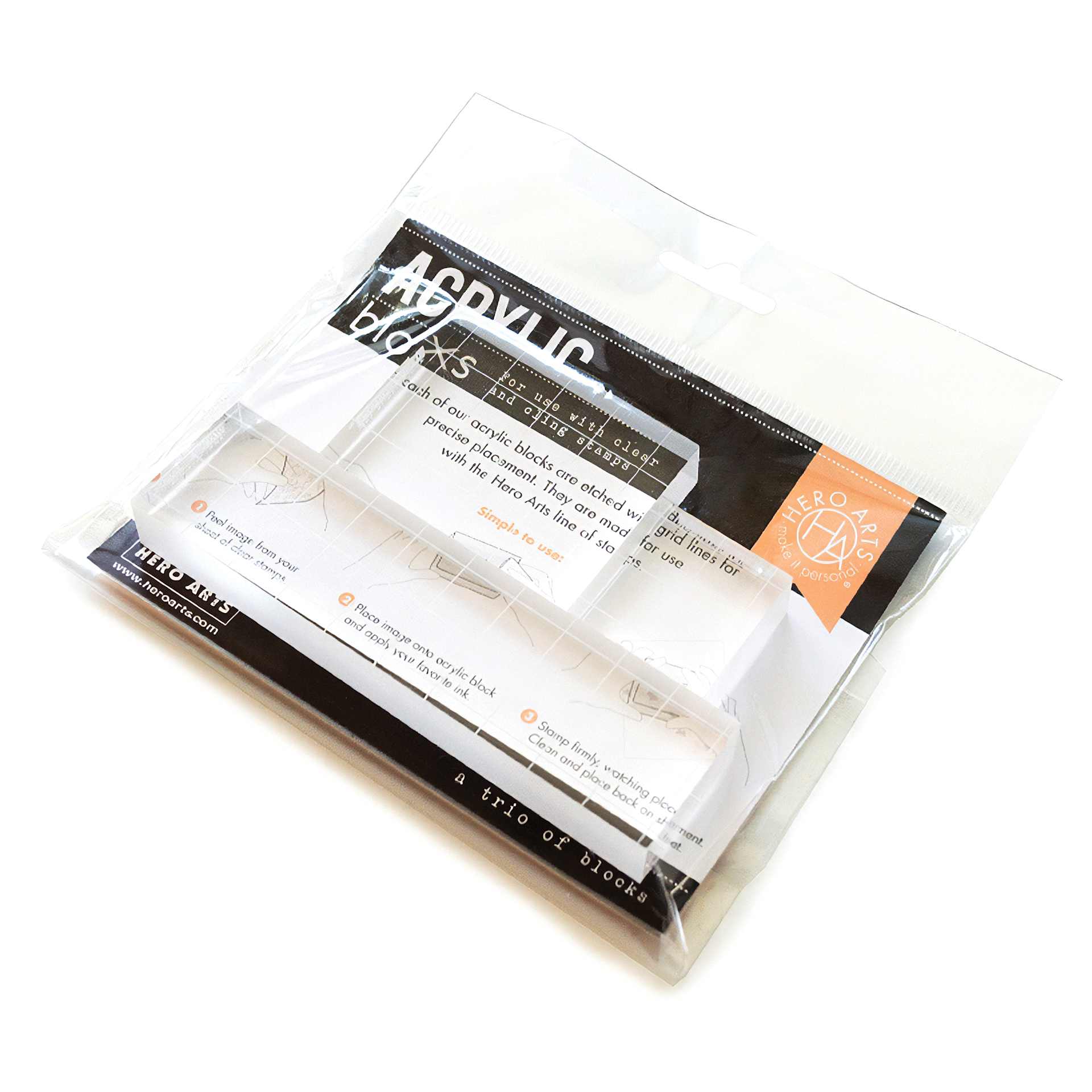 Hero Arts Acrylic Blocks - Set of 3, Assorted Sizes in packaging