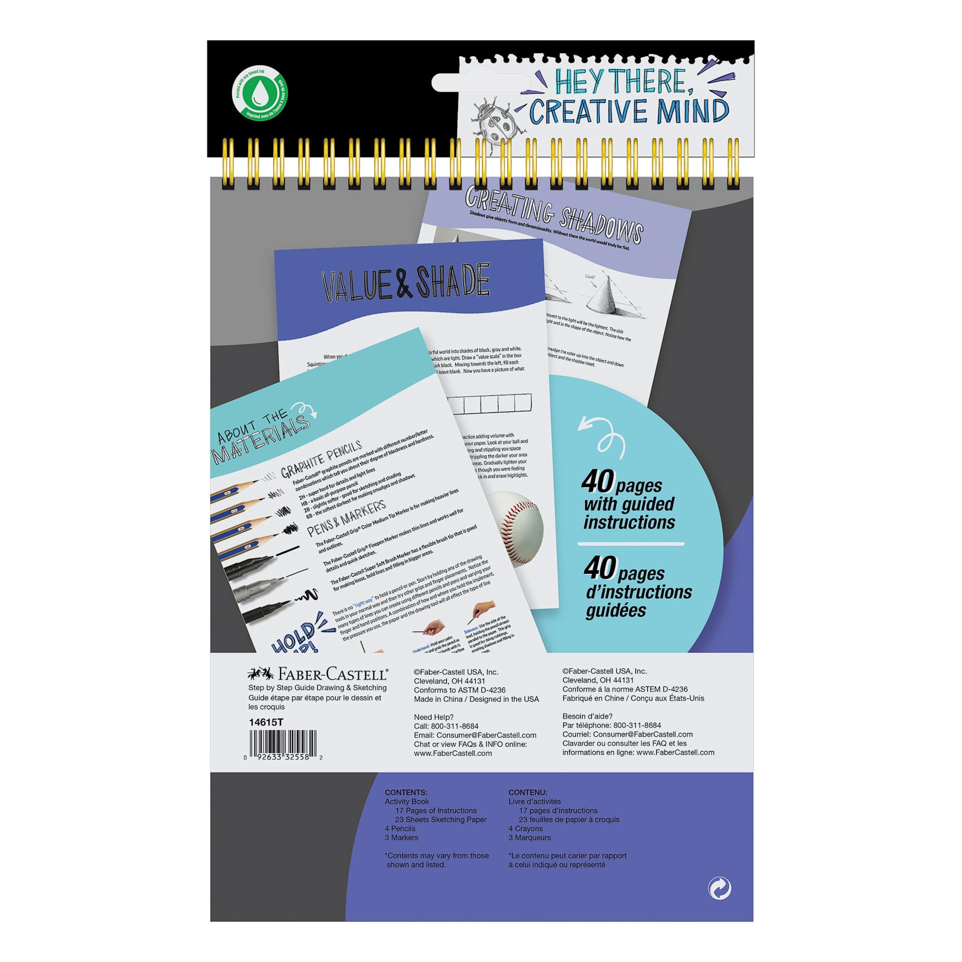 Faber-Castell Step-by-Step Drawing & Sketching Kit, back of packaging